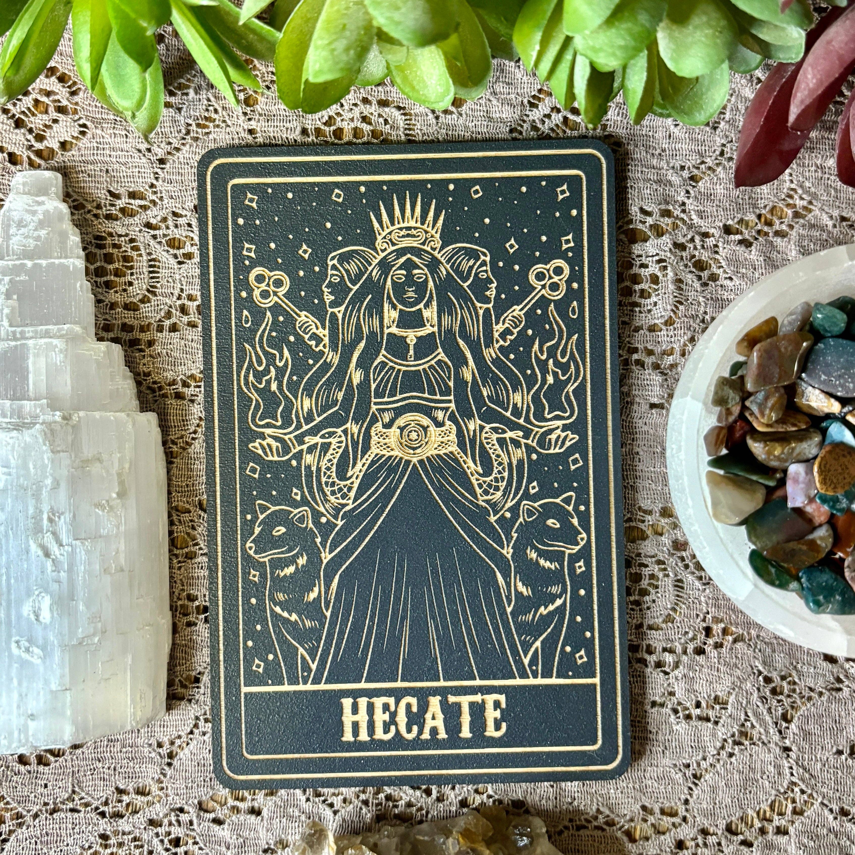 Hecate Deity Card: 5" Tall Card / Painted Black
