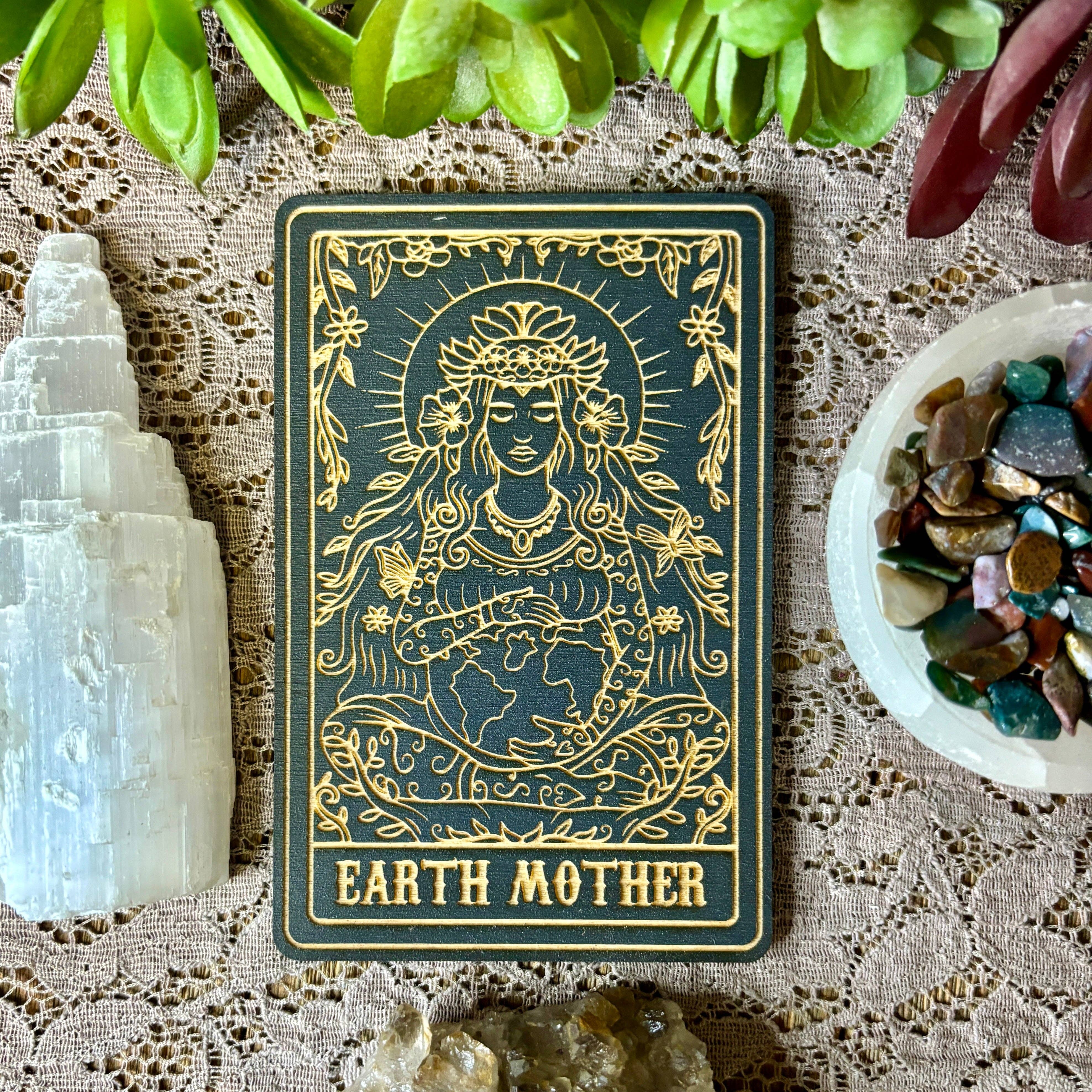 Earth Mother Deity Card: 5" Tall Card / Painted Black