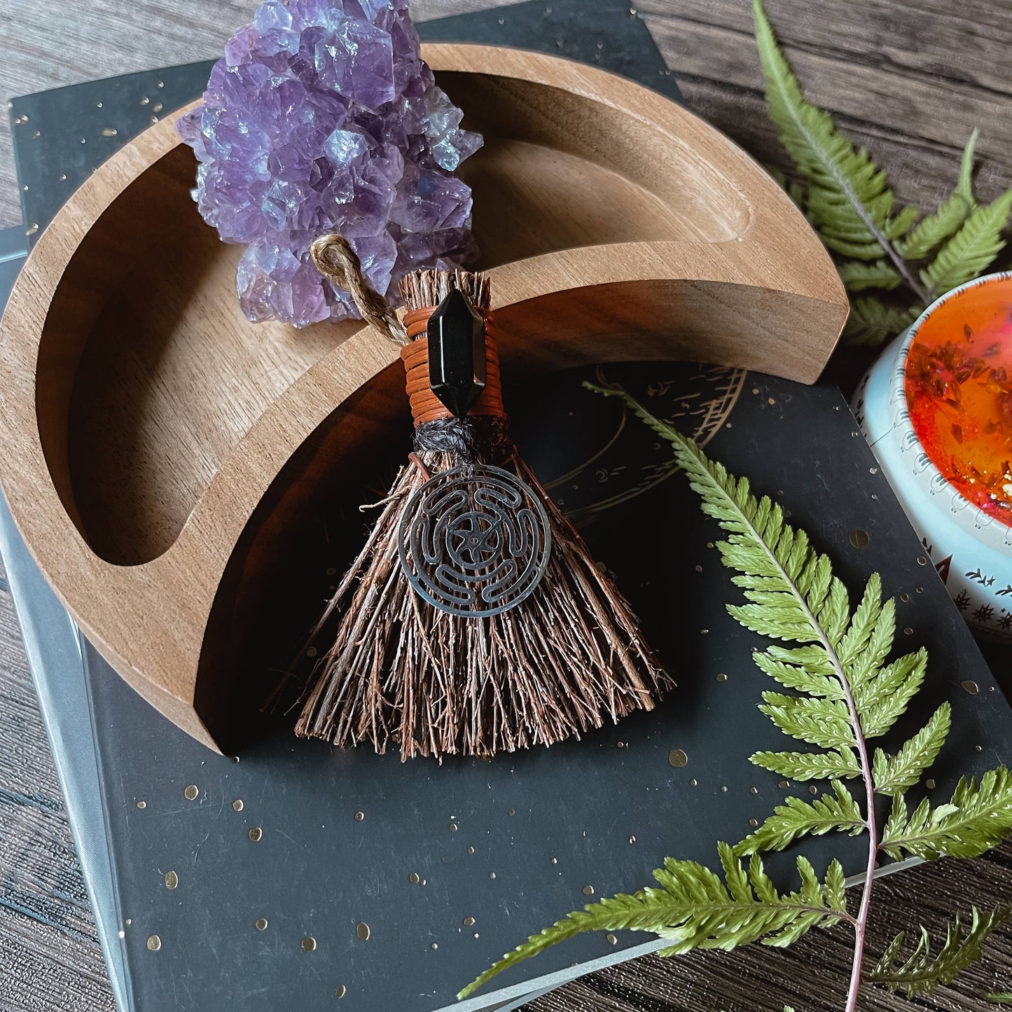Hecate Mini Witch's Besom, Witchy Altar Broom 3": Unscented