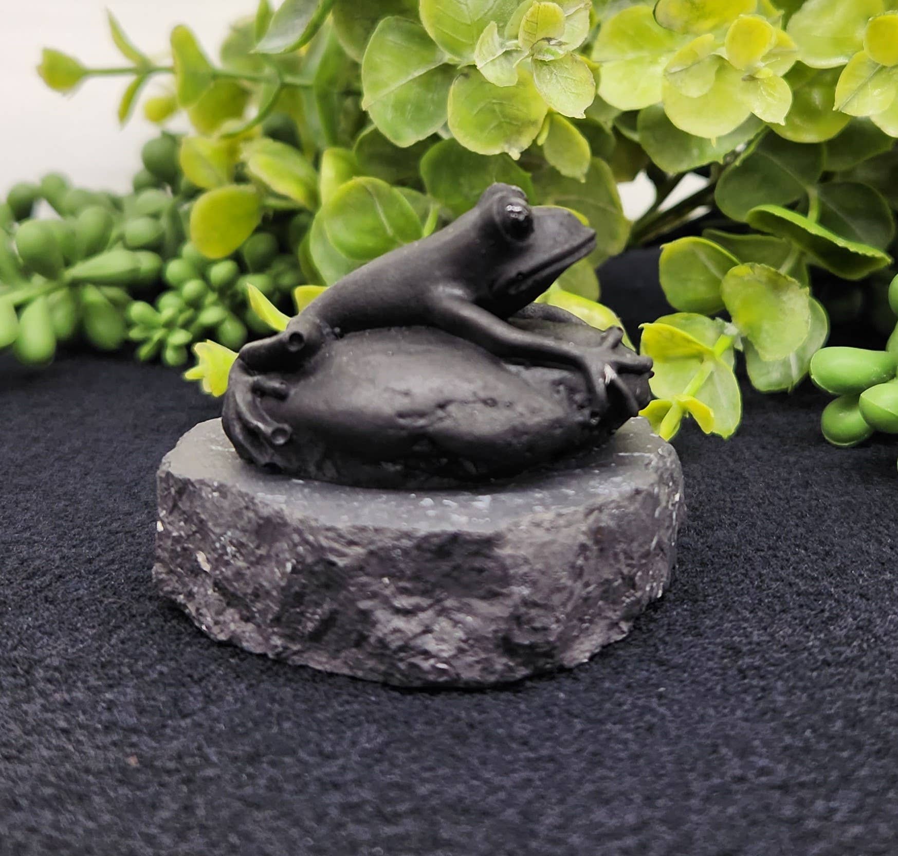 Shungite Figurine Frog on Stone(2.5x2x1.75")(EMF Protection)