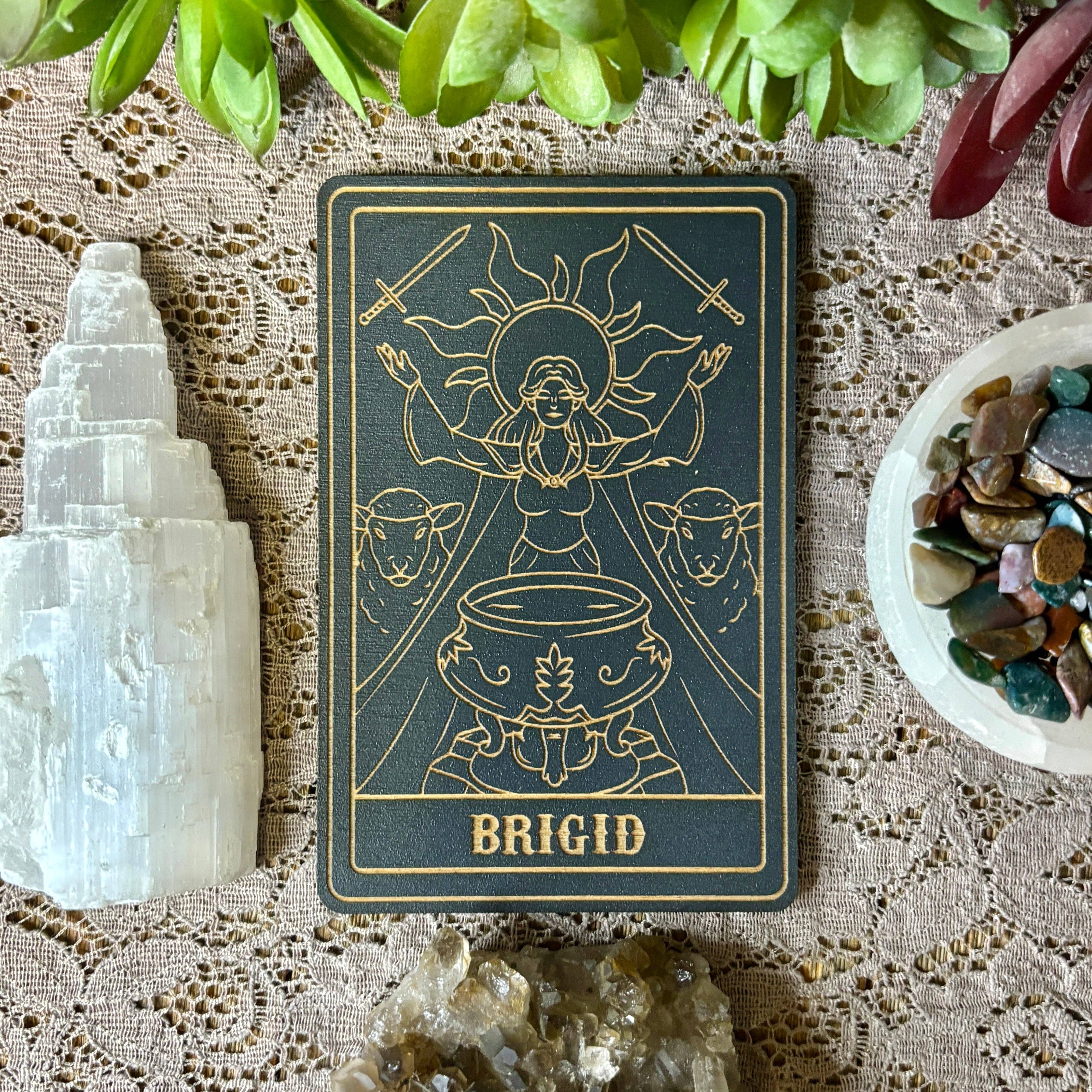 Brigid Deity Card: 5" Tall Card / Painted Black