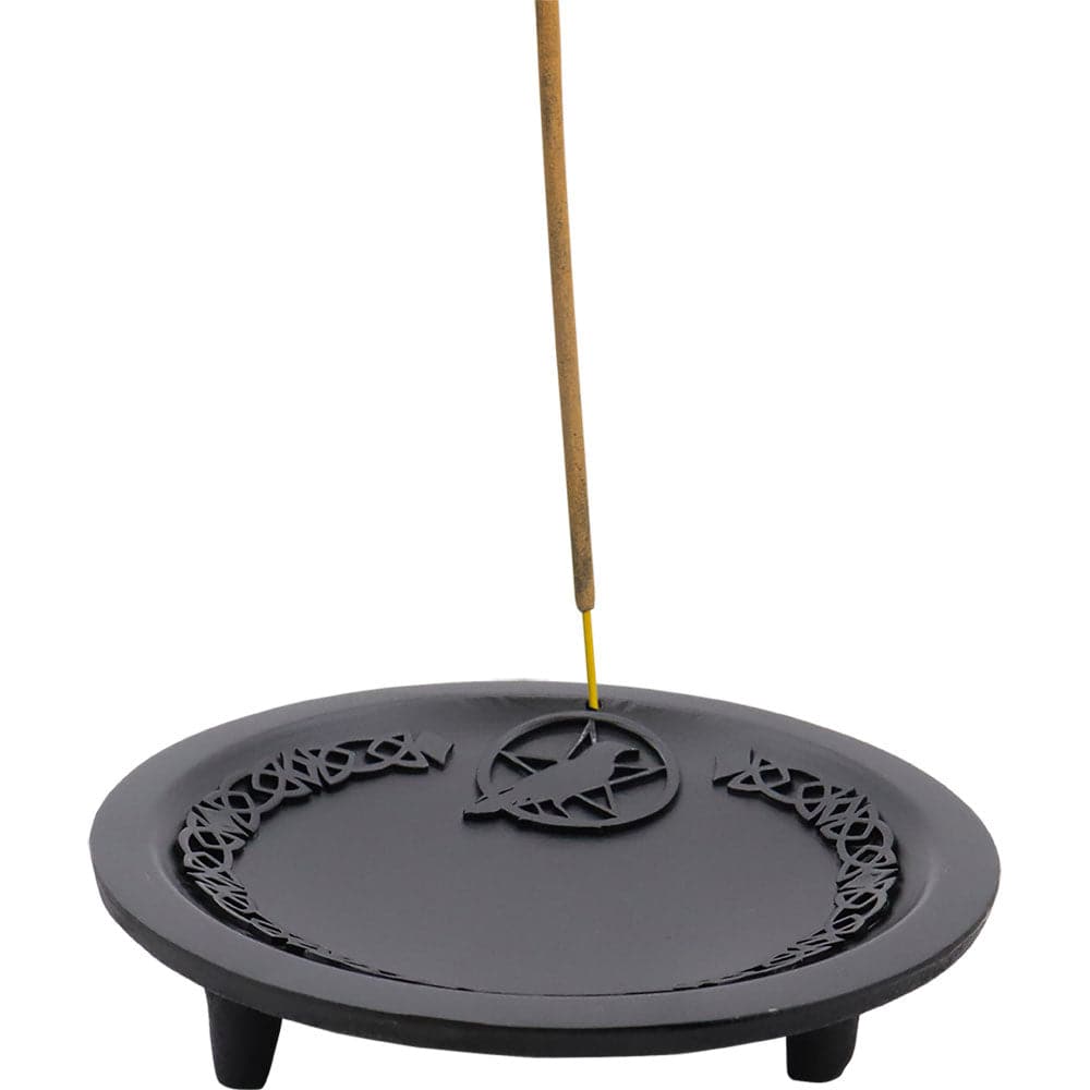 Cast Iron Incense Holder - Pentacle w/ Raven