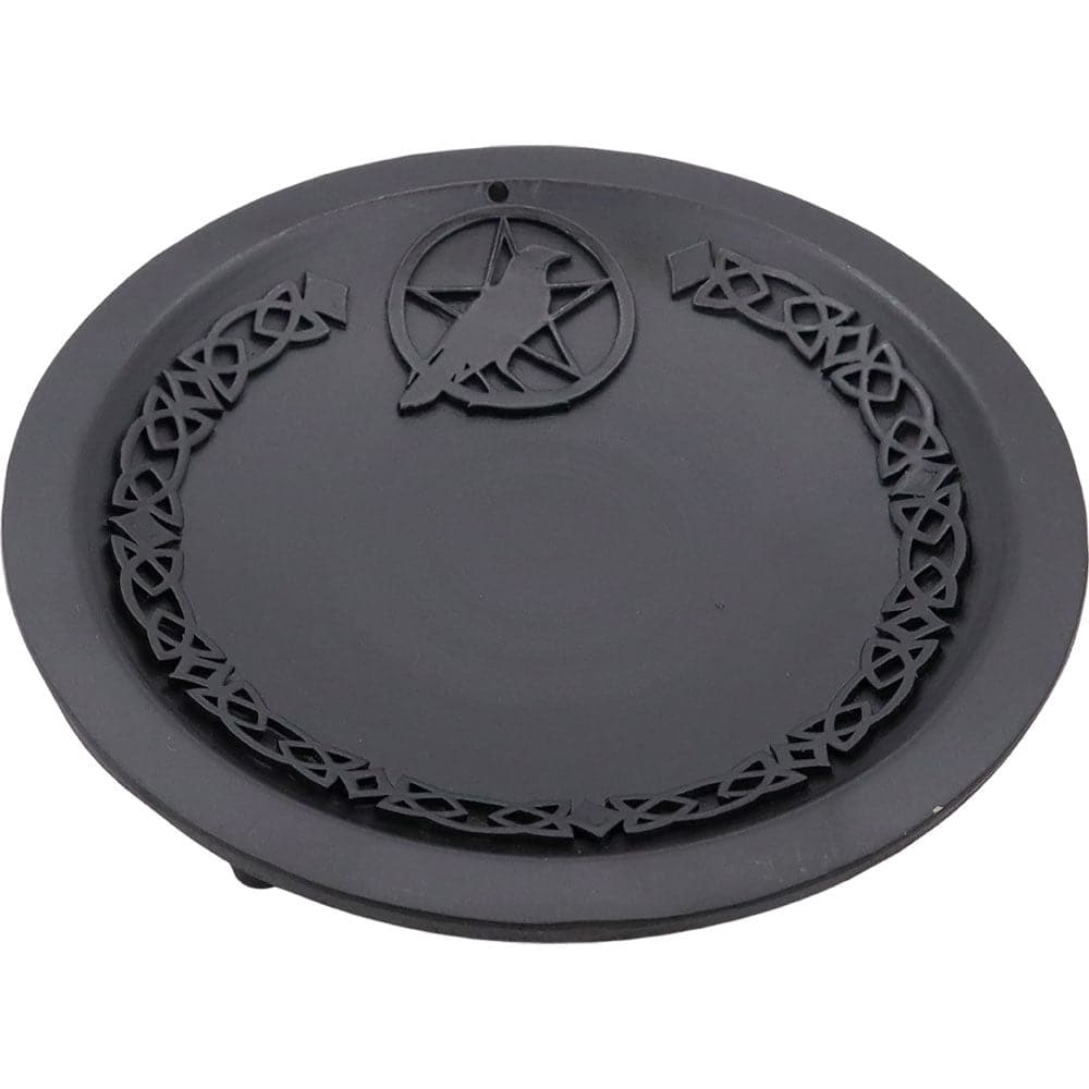 Cast Iron Incense Holder - Pentacle w/ Raven