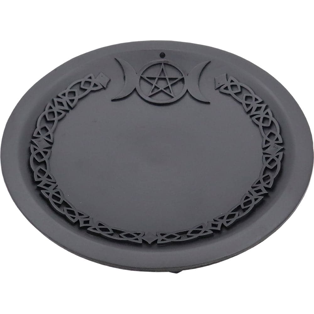 Cast Iron Incense Holder - Triple Moon w/ Pentacle