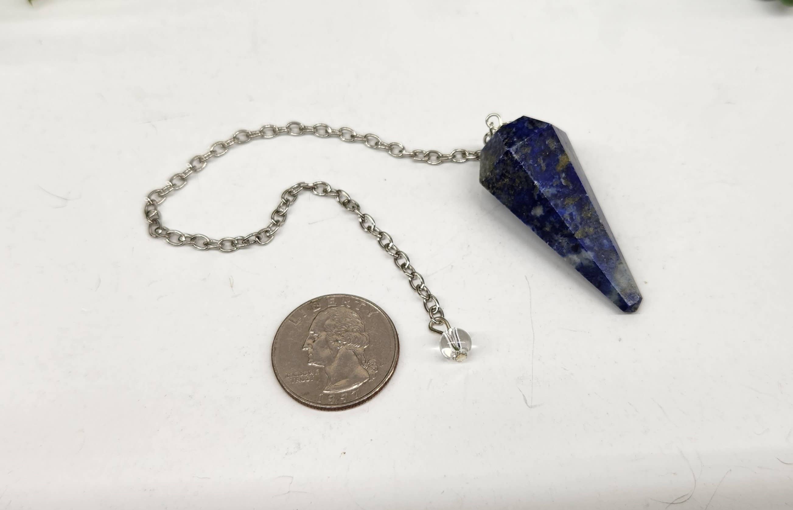 Lapis Lazulli Pendulum with Silver Color Chain