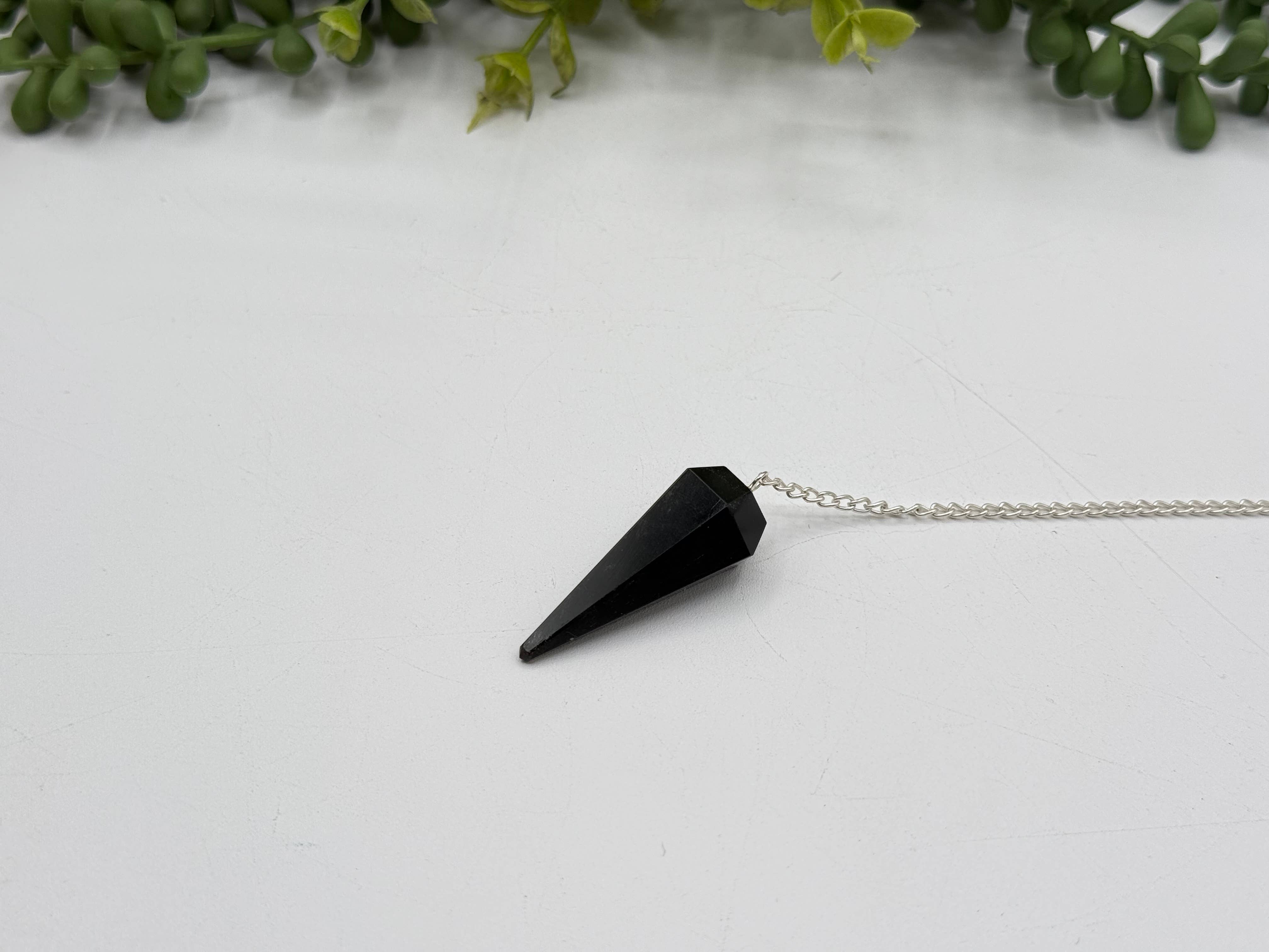 Black Obsidian Pendulum w/Silver Plated Chain