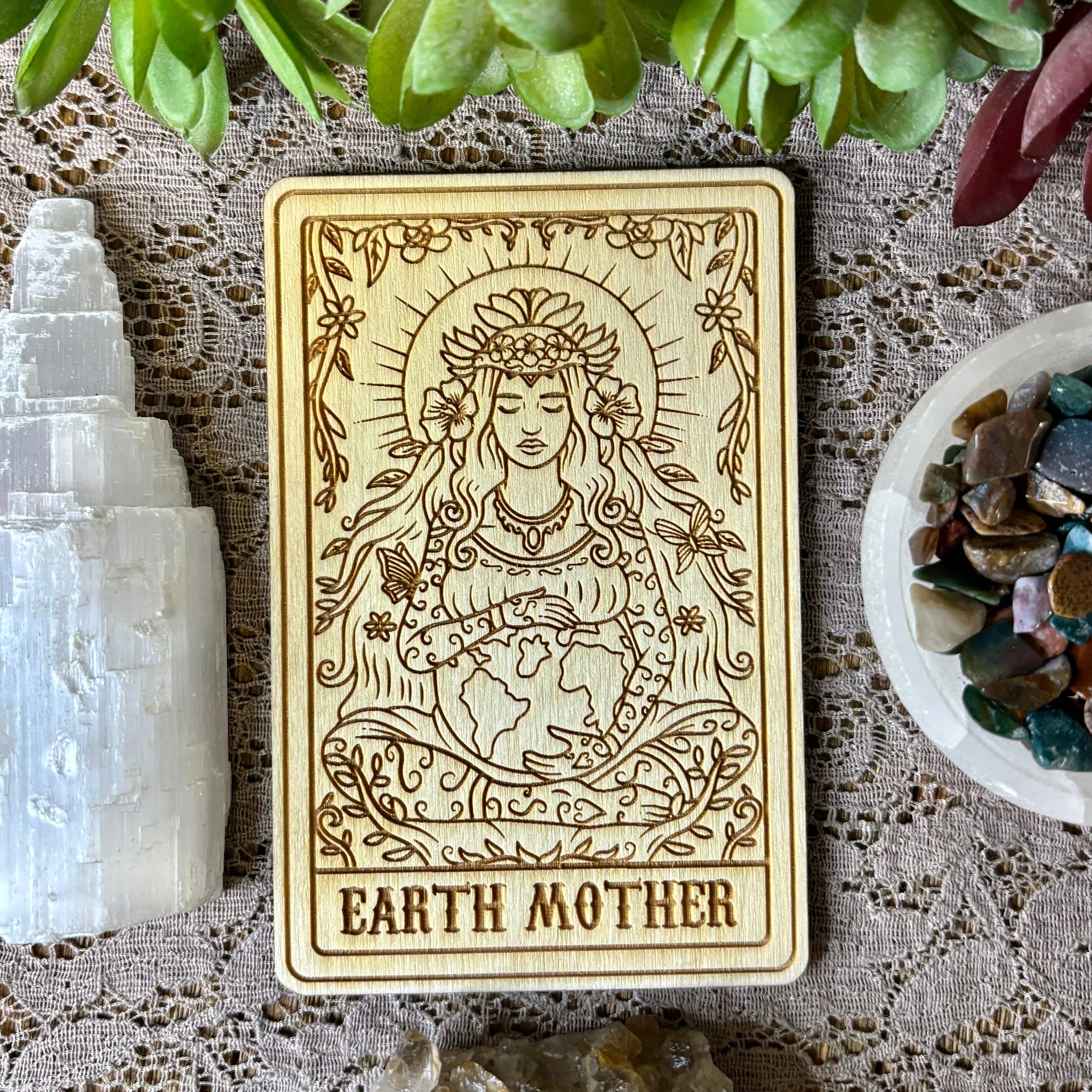 Earth Mother Deity Card: 5" Tall Card / Natural Woodgrain
