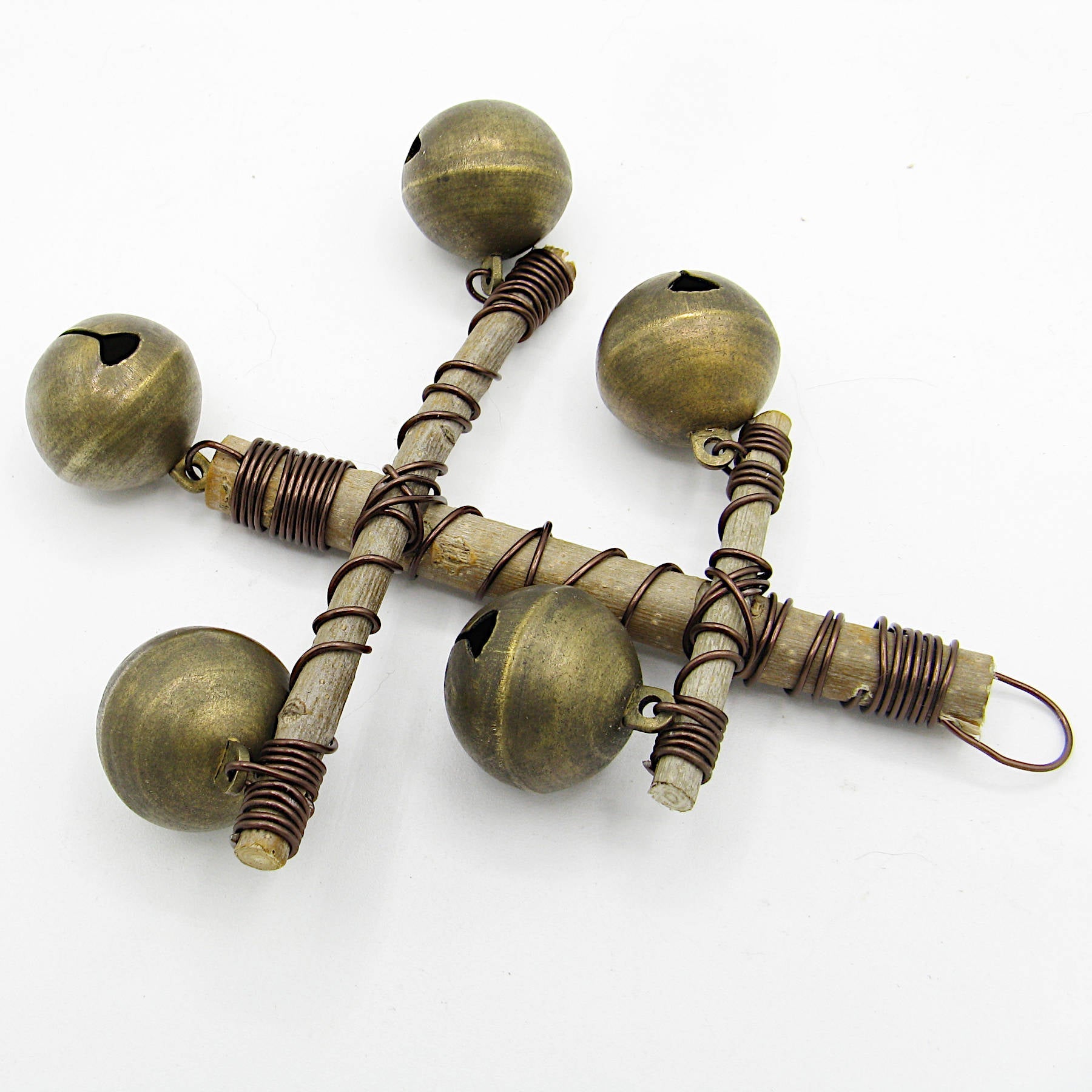 Witch's Bell: "Anchor" of Twigs with 5 Large Sleigh Bells - Handcrafted
