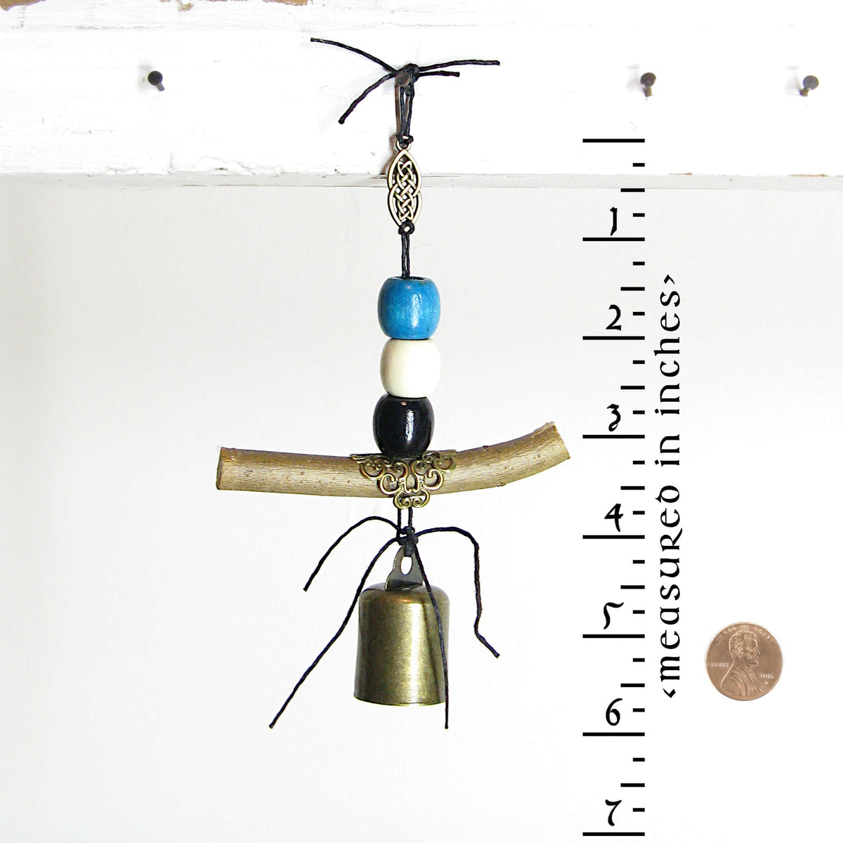 Hanging Witch's Bell: Quirky Twig, Beads, Charm - Handcrafted