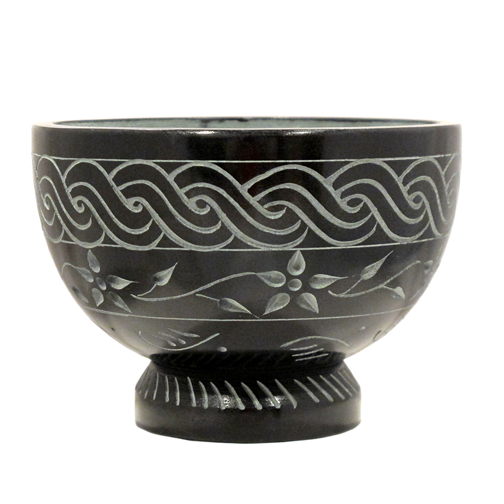 Black SoapStone Carved Bowl