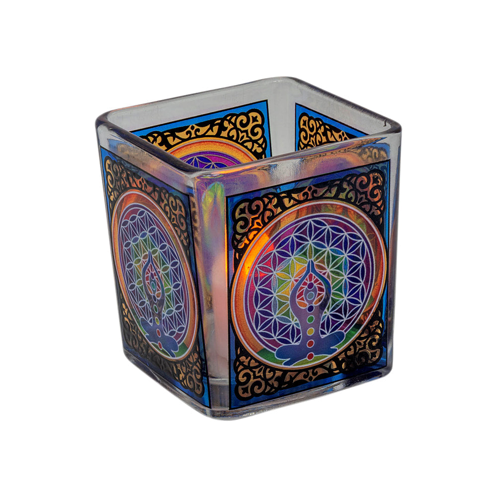 Chakra Handcrafted Glass Square Votive Holder