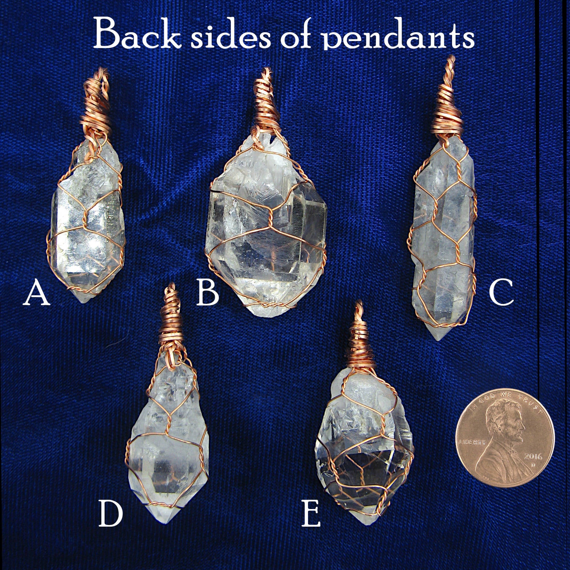 Clear Smoky Raw Quartz Crystal Pendant Necklace, Copper Wire-Wrapped, Handmade, with 20" Chain