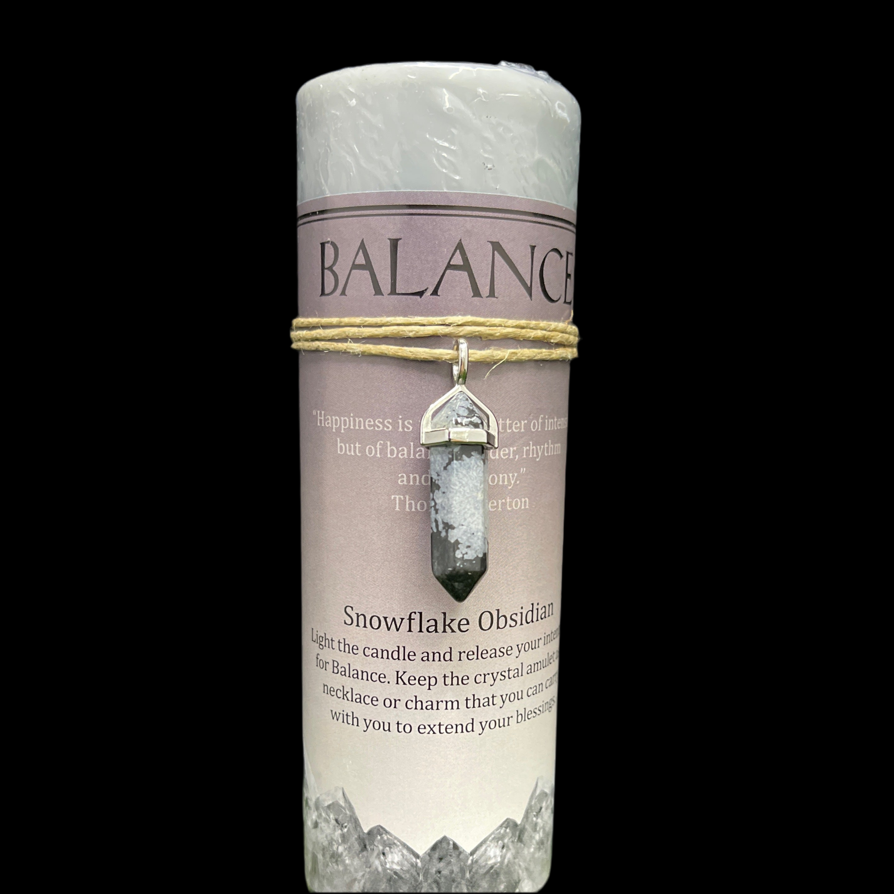 Crystal Energy Candle Balance Snowflake Obsidian