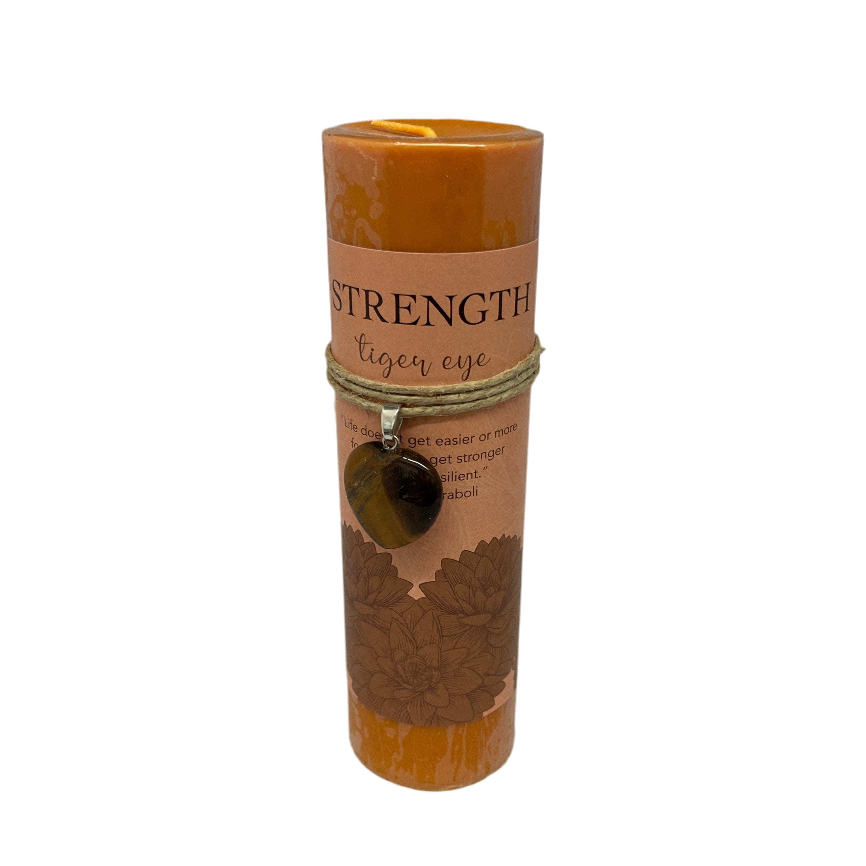 Strength Crystal Heart Candle Tiger Eye