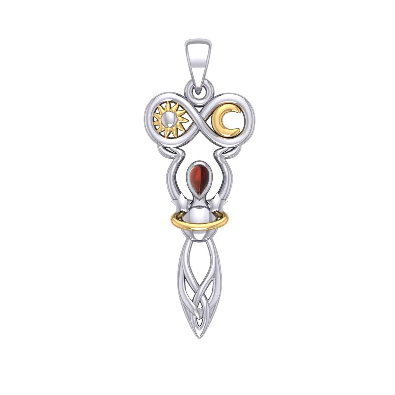 Celtic Goddess of Infinite Universe Sterling Silver and Gold Pendant MPD5931