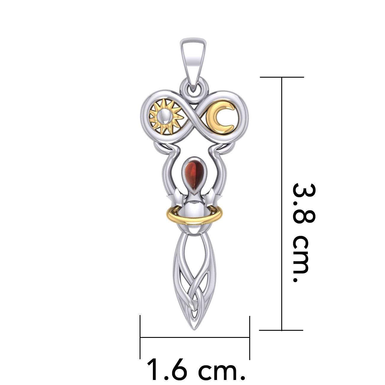 Celtic Goddess of Infinite Universe Sterling Silver and Gold Pendant MPD5931