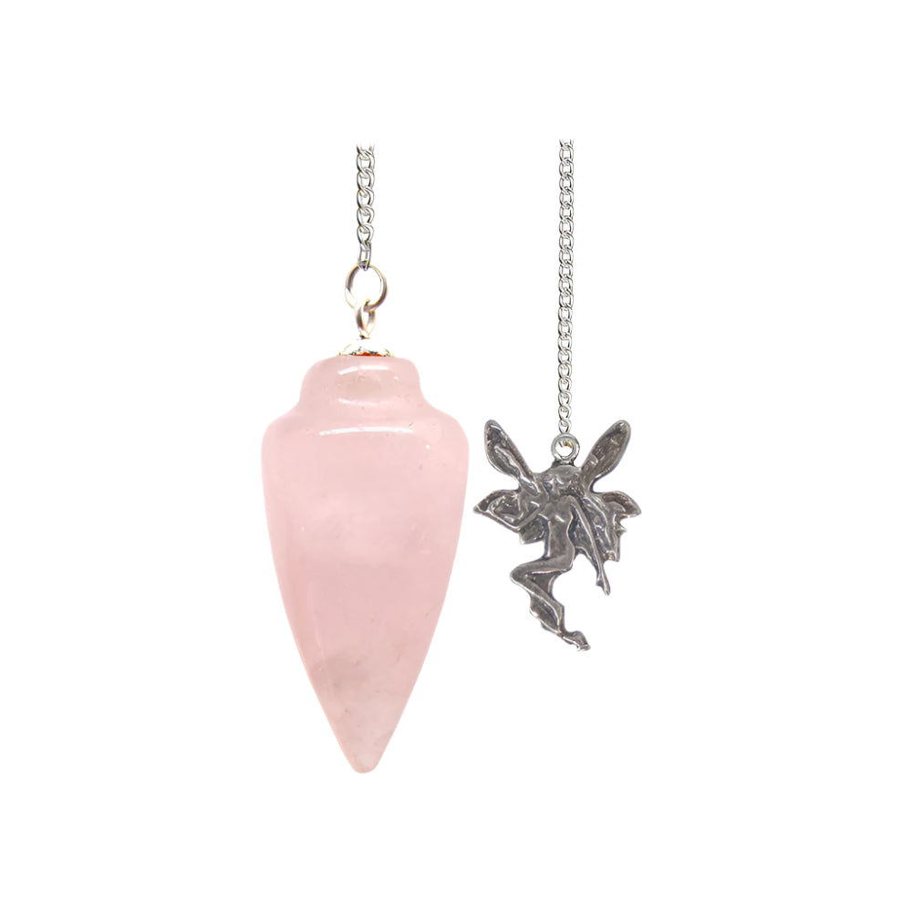 Fairy Curved Rose Quartz Pendulum