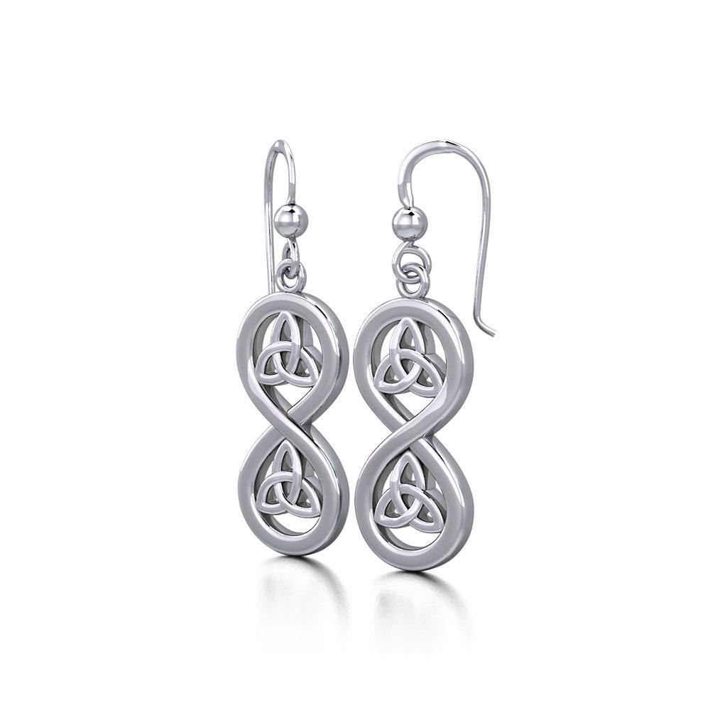 Infinity with Trinity Knot Sterling Silver Earrings TER1736