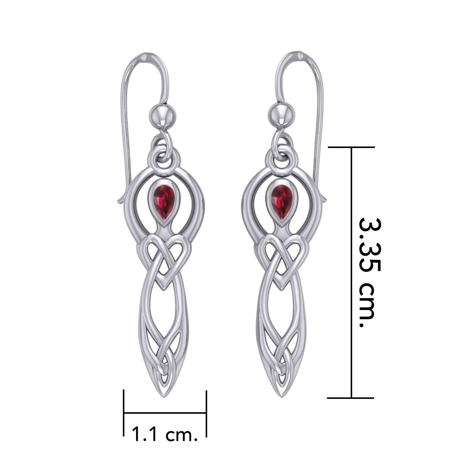 Celtic Knotwork Goddess with Gemstone Silver Earrings TER2051