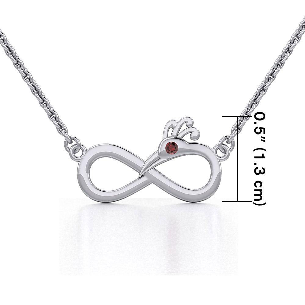 Infinity Peacock Sterling Silver Necklace with Gemstone TNC487
