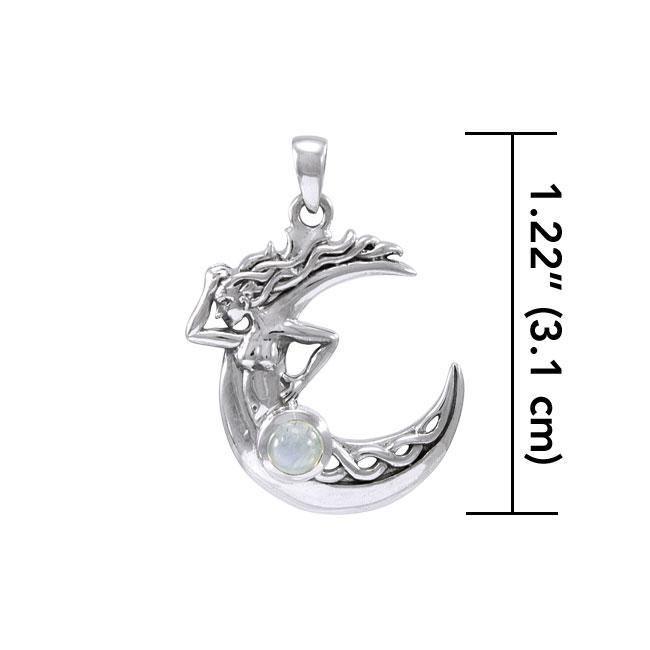 Celtic Knot Moon Goddess Sterling Silver Pendant With Gem TPD4323