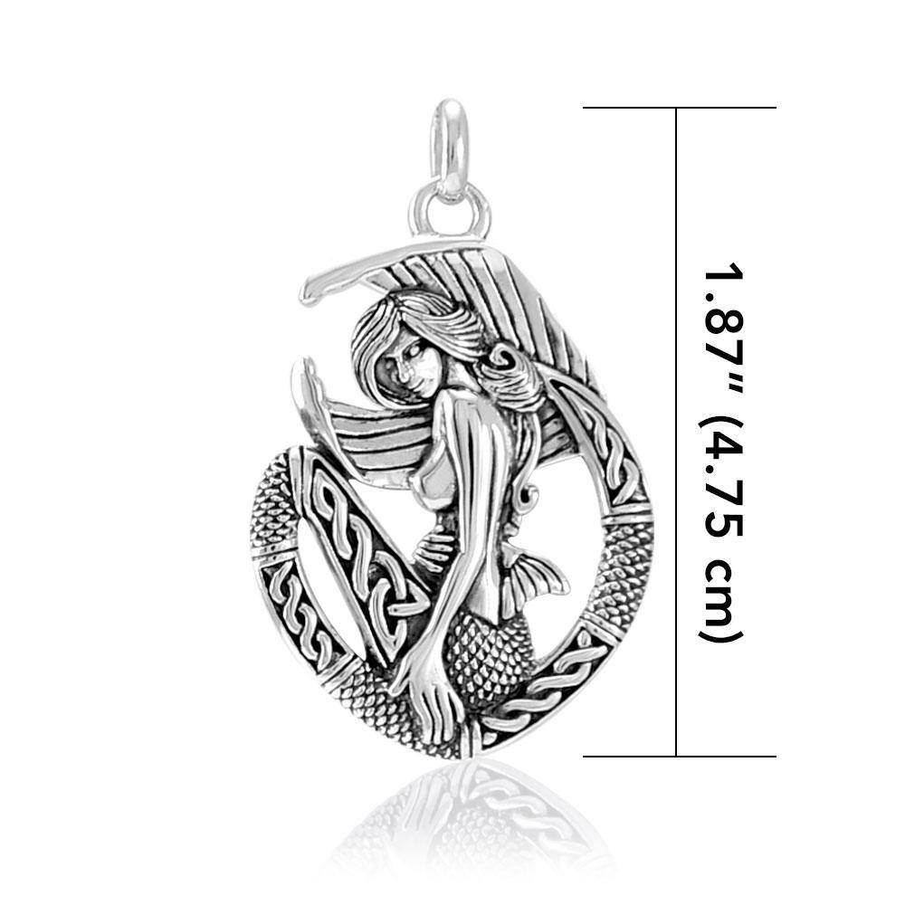 Celtic Mermaid Goddess Sterling Silver Pendant TPD4940