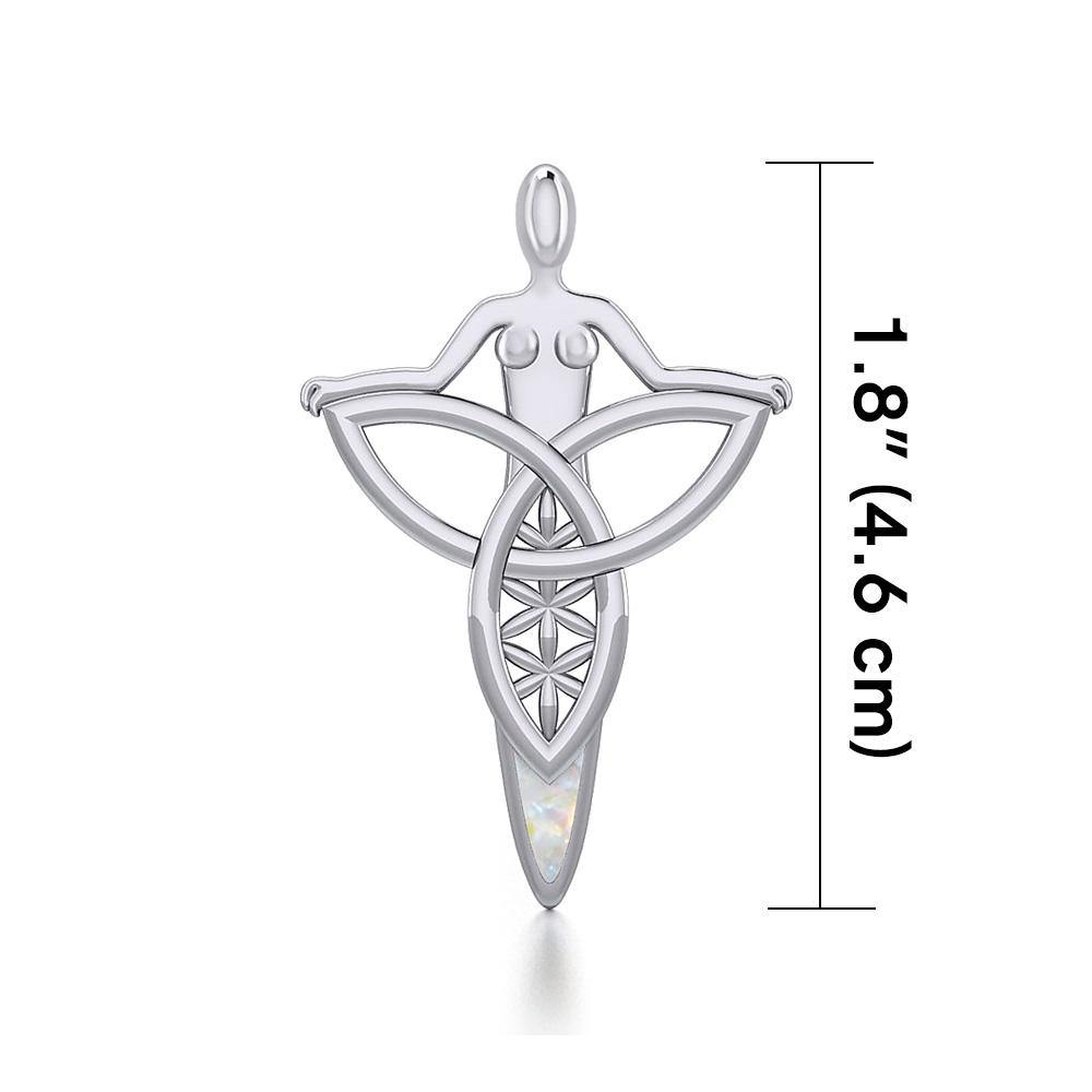 Celtic Trinity Knot Goddess Silver Pendant with Inlay TPD5654