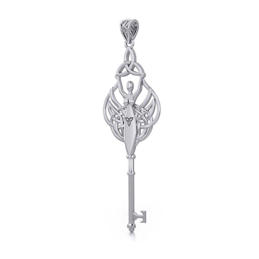 Celtic Trinity Goddess Spiritual Enchantment Key Silver Pendant TPD5684