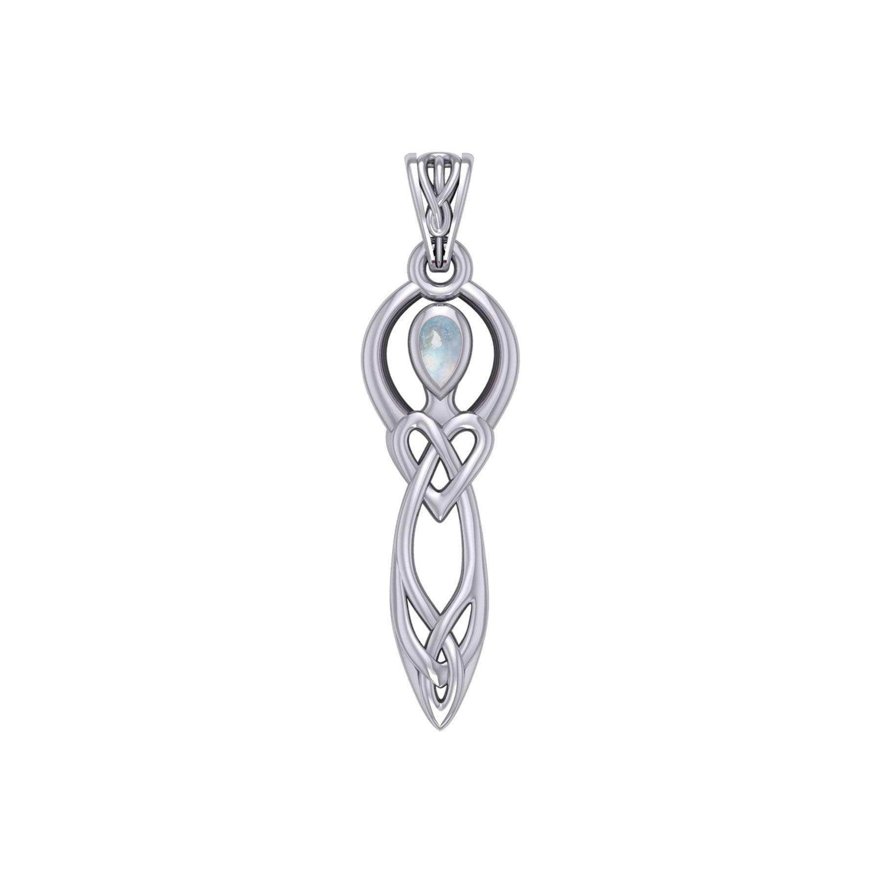 Celtic Knotwork Goddess with Gemstone Sterling Silver Pendant TPD5968