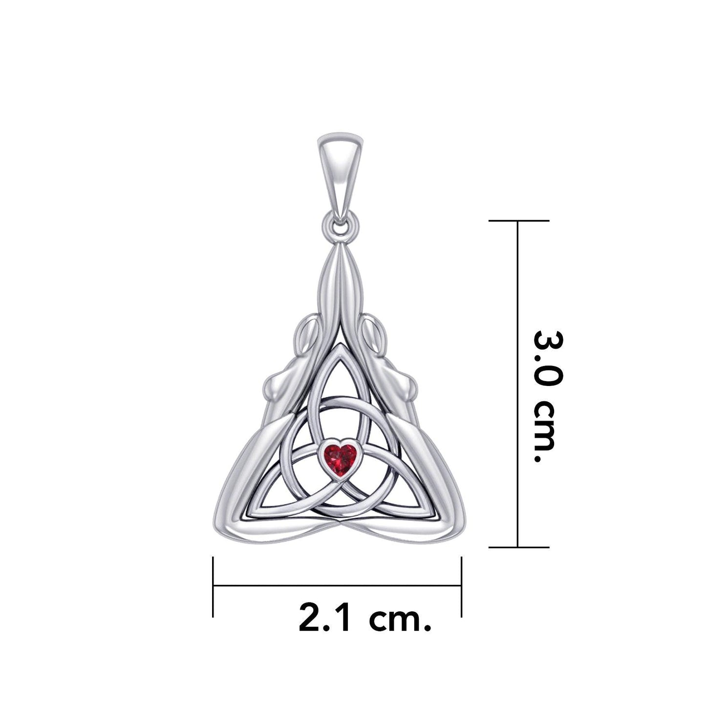 Double Goddess with Celtic Triquetra Silver Pendant with Gemstone TPD5989
