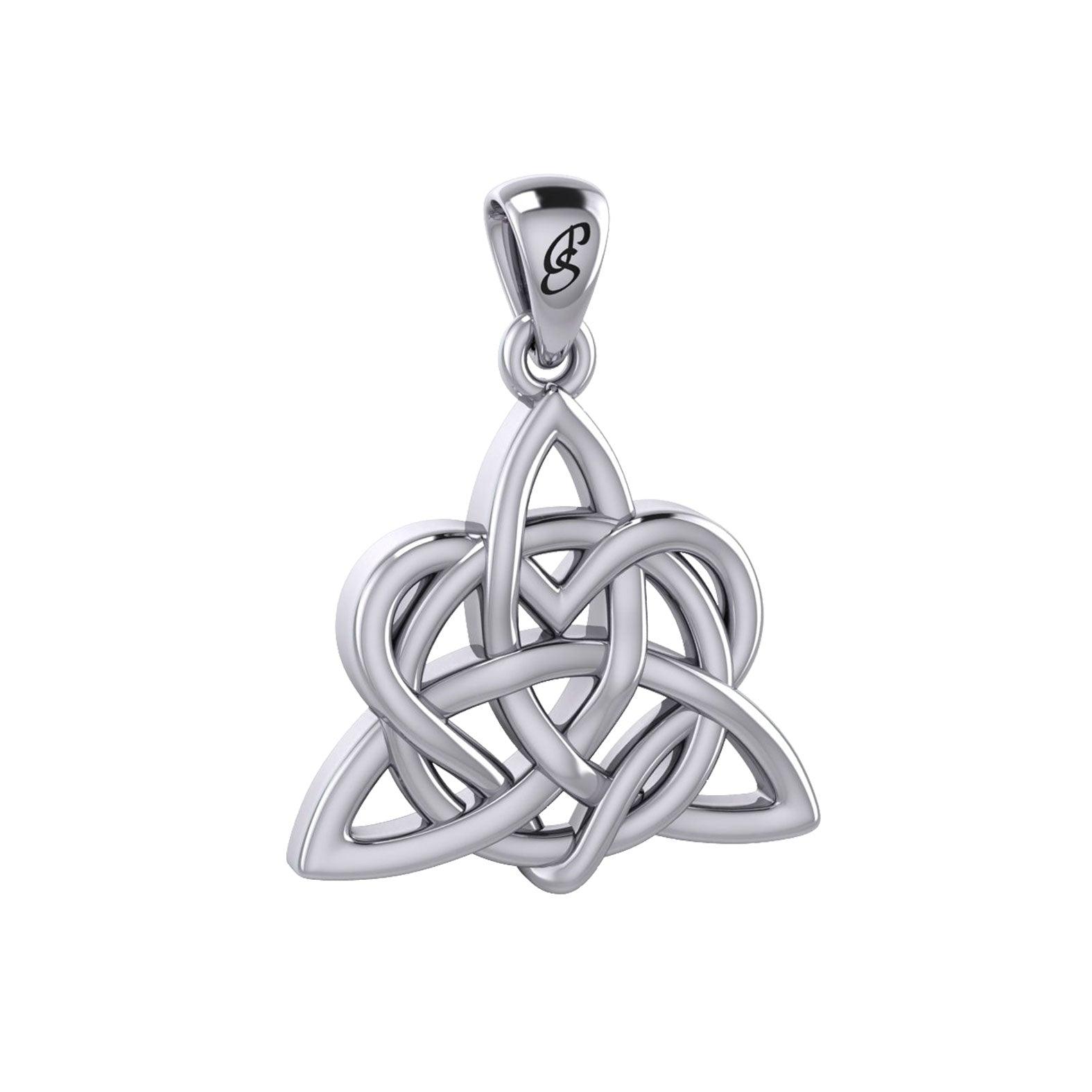 Elegance: Enchanted Magic Celtic Triquetra Heart Sterling Silver Pendant - TPD6195
