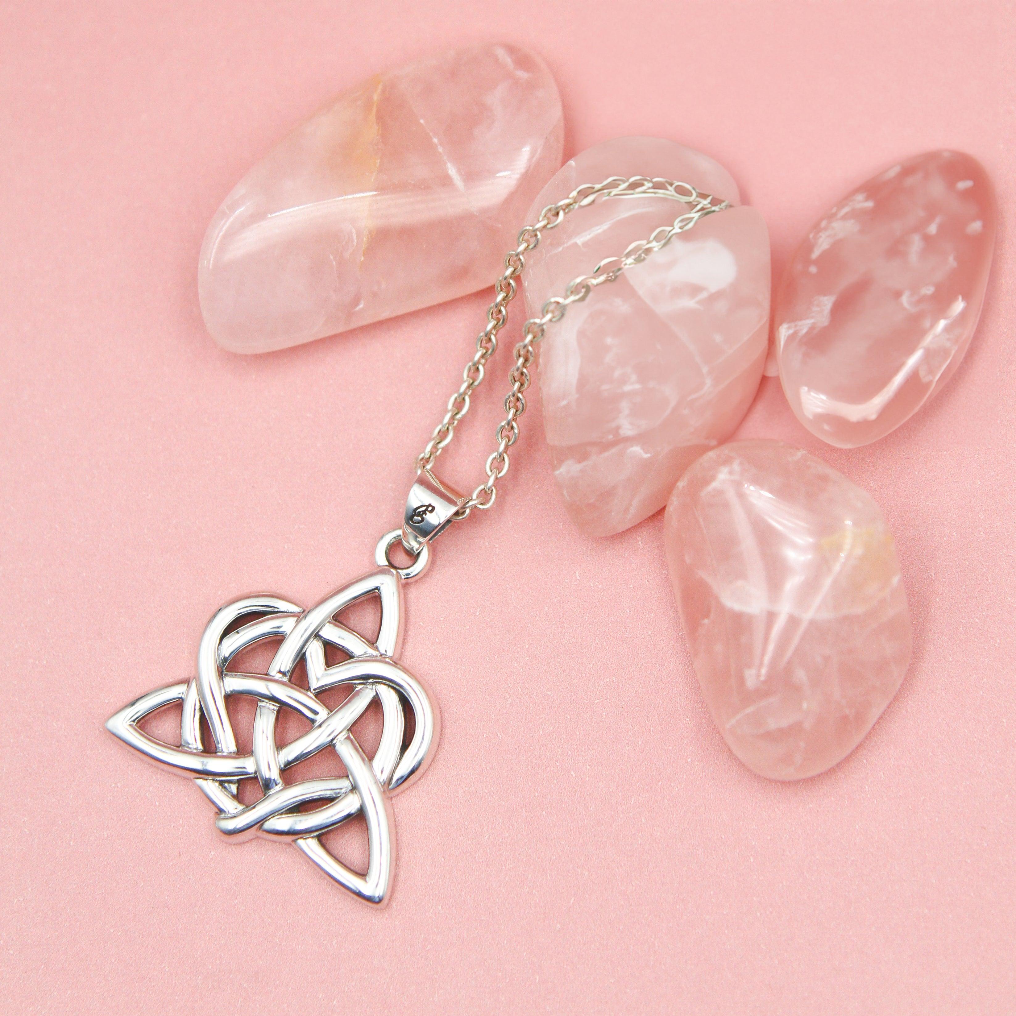 Elegance: Enchanted Magic Celtic Triquetra Heart Sterling Silver Pendant - TPD6195