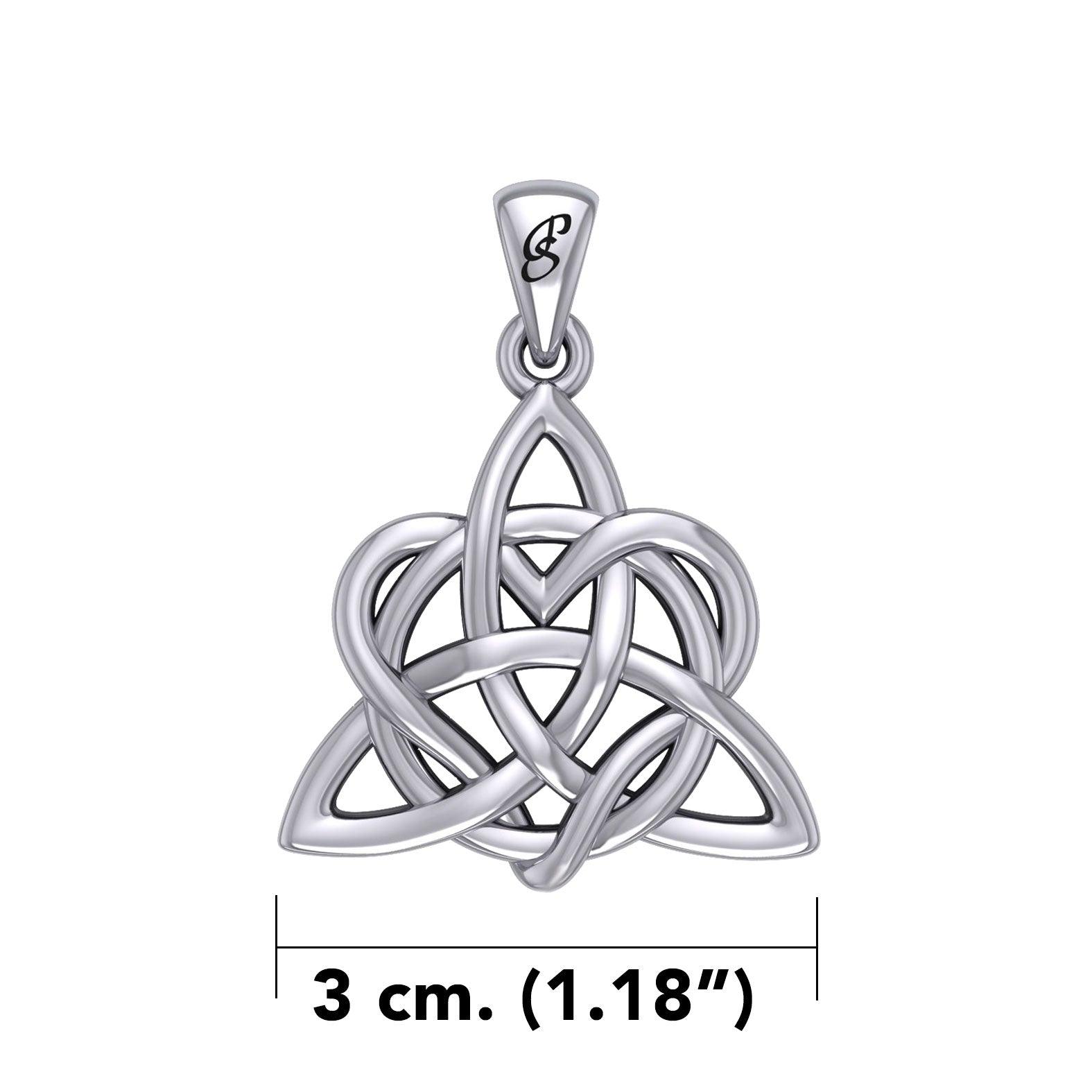 Elegance: Enchanted Magic Celtic Triquetra Heart Sterling Silver Pendant - TPD6195