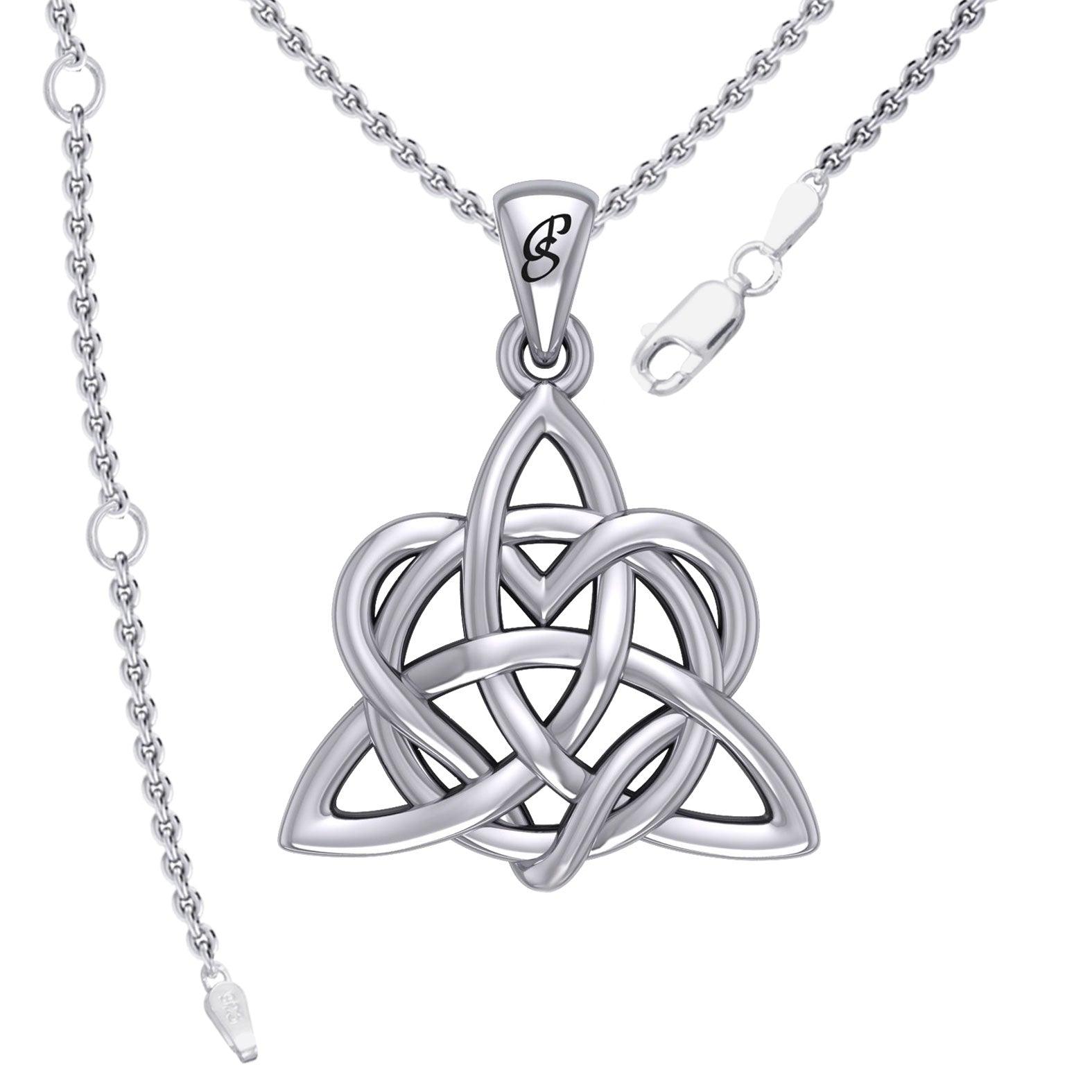 Elegance: Enchanted Magic Celtic Triquetra Heart Sterling Silver Pendant - TPD6195
