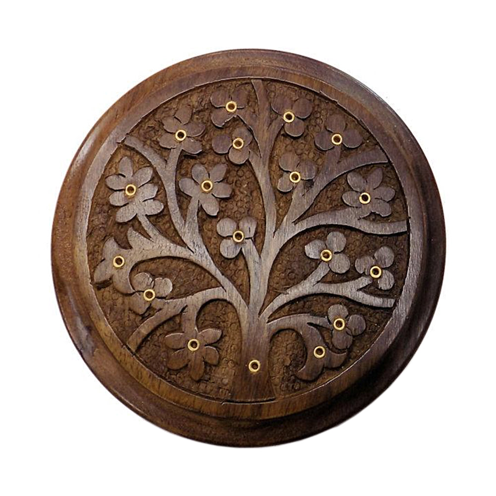 Tree of Life Carved Wood Stick Burner 5"