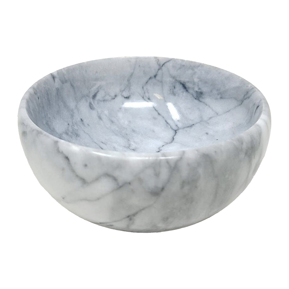 White Marble Bowl w/Cobra Stand 4"