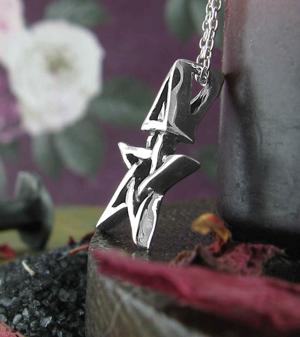 Tiny Wiccan Third Degree Pentagram Necklace, with Attached Chain, Handmade