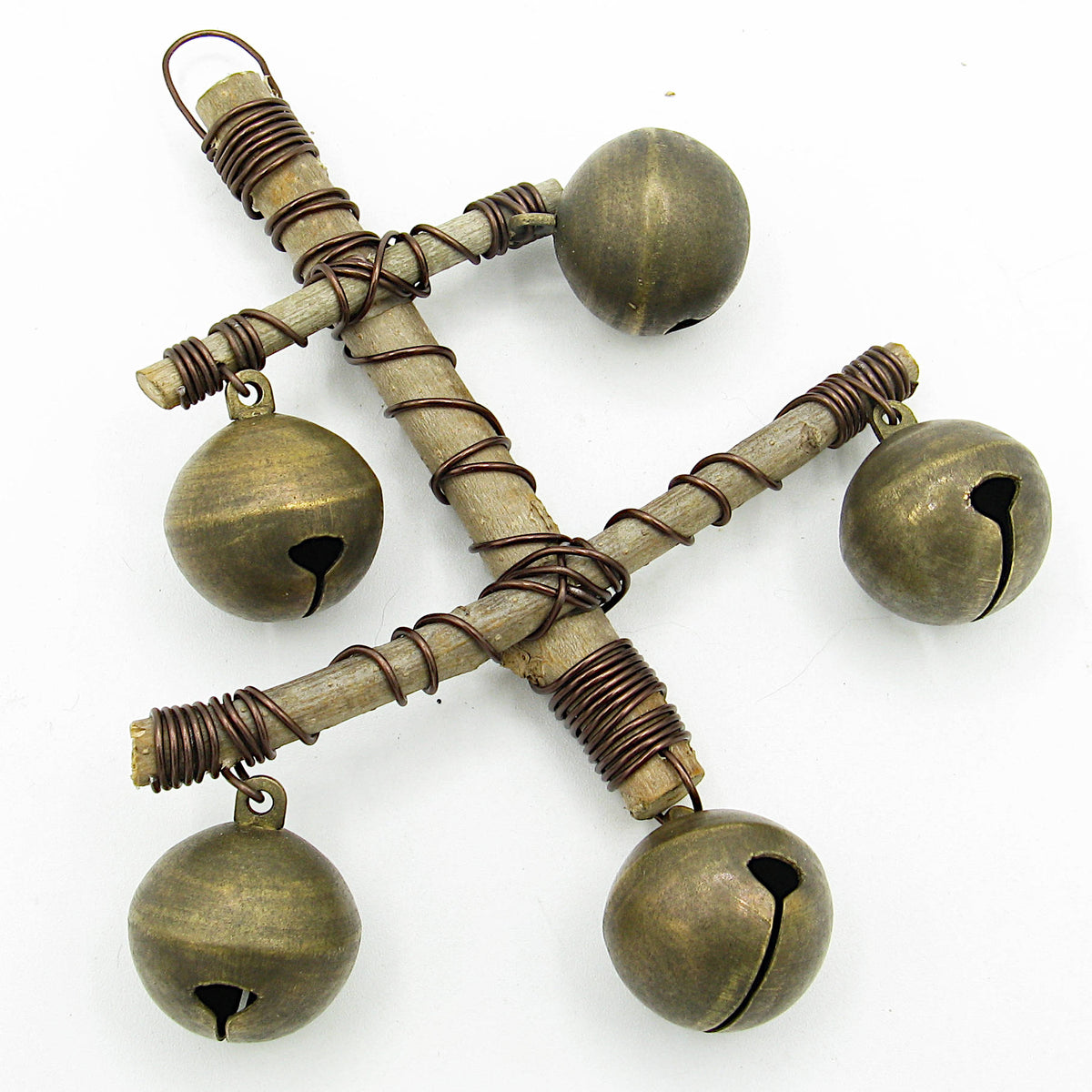 Witch's Bell: "Anchor" of Twigs with 5 Large Sleigh Bells - Handcrafted