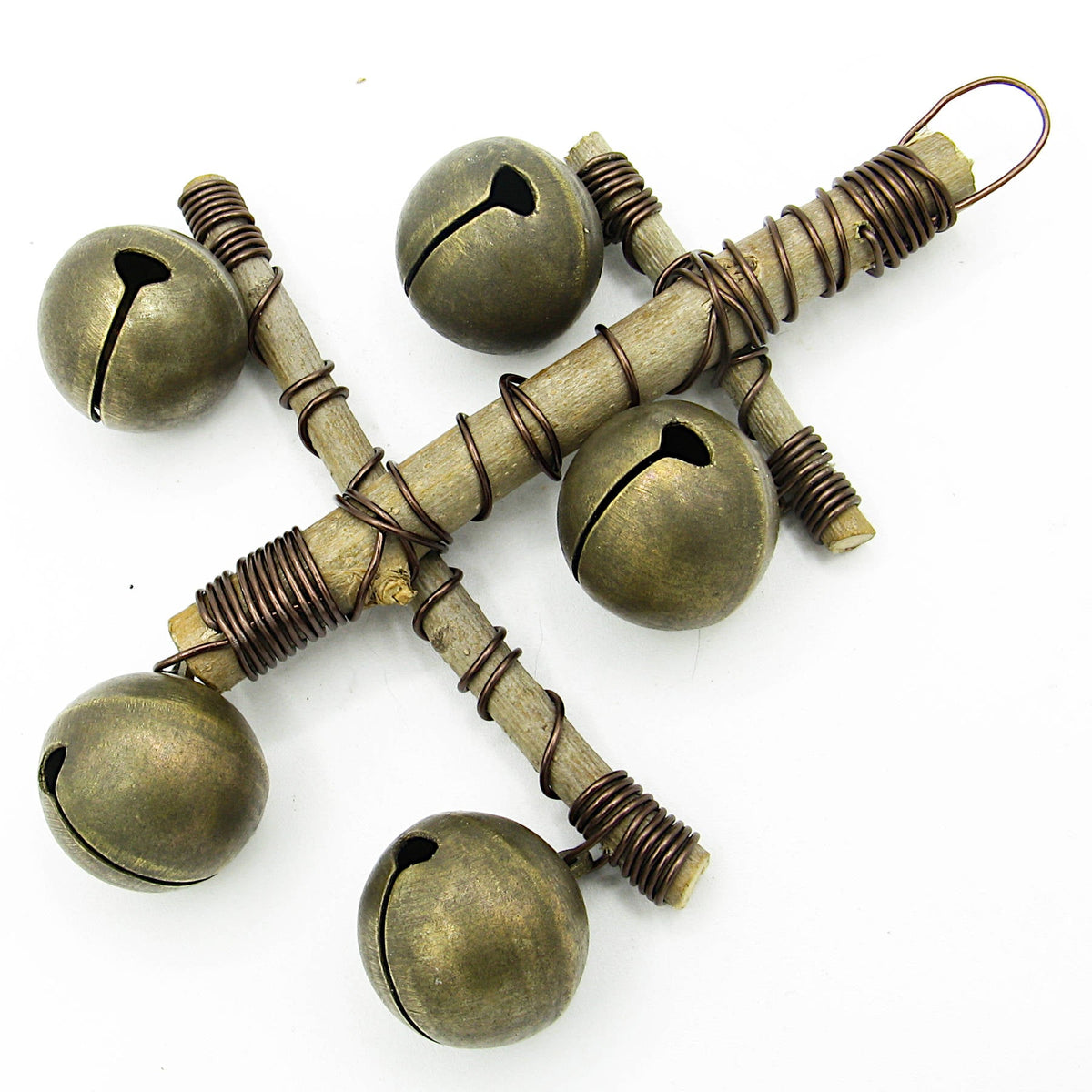 Witch's Bell: "Anchor" of Twigs with 5 Large Sleigh Bells - Handcrafted
