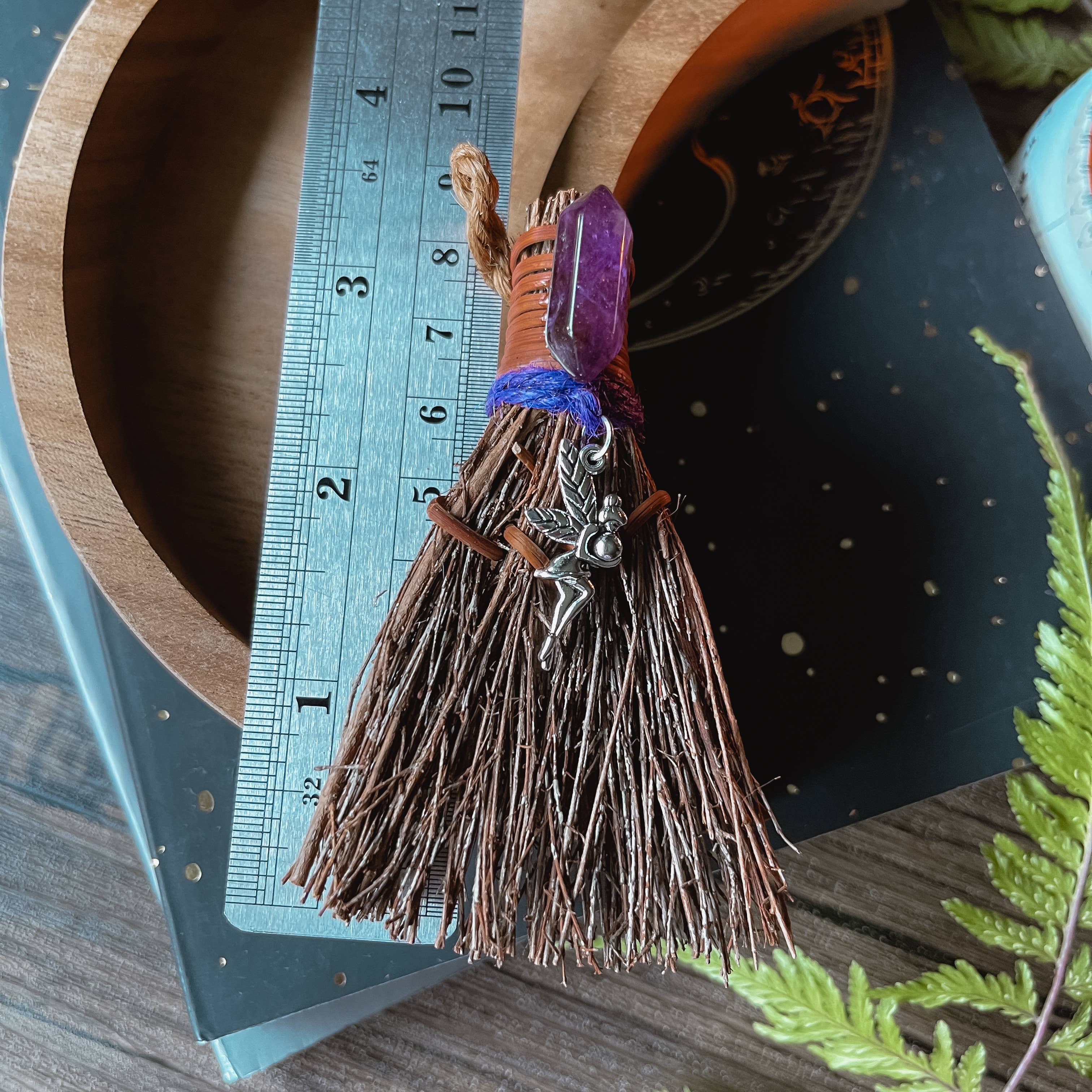 Amethyst Fairy Mini Witch's Broom, Witchy Altar Besom 3": Unscented