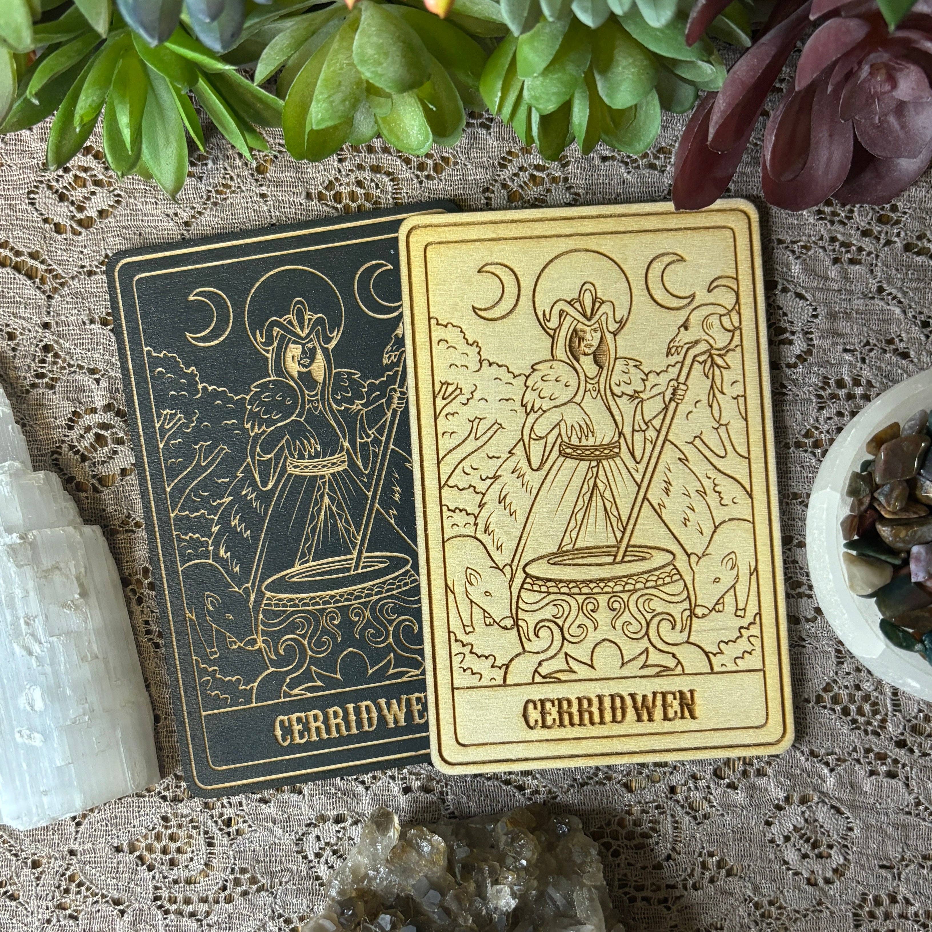 Cerridwen Deity Card: 5" Tall Card / Painted Black