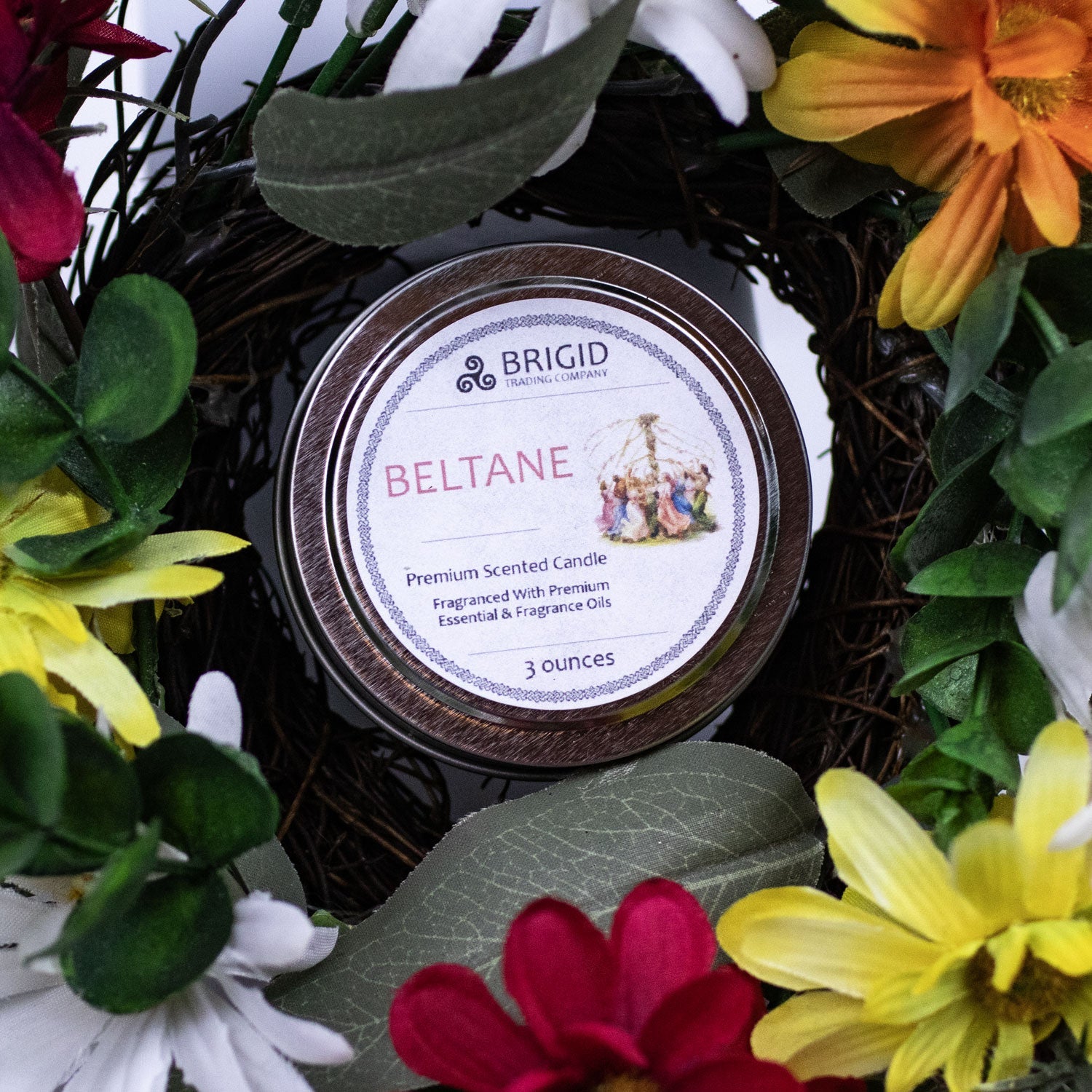Beltane Soy Wax Candle - Rose, Jasmine, Clary Sage, and Frankincense