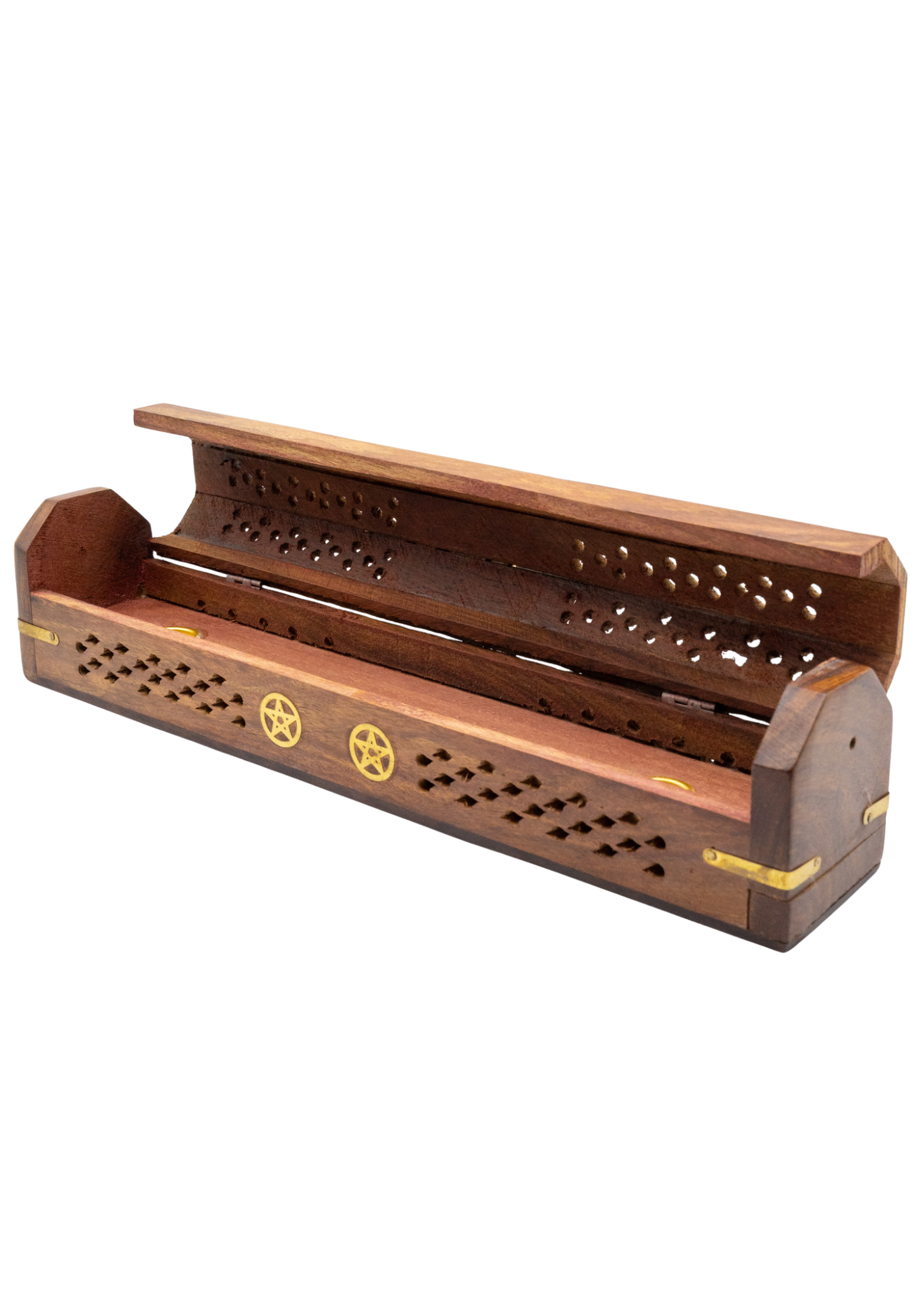 Pentacle Brass Inlay Coffin Incense Burner