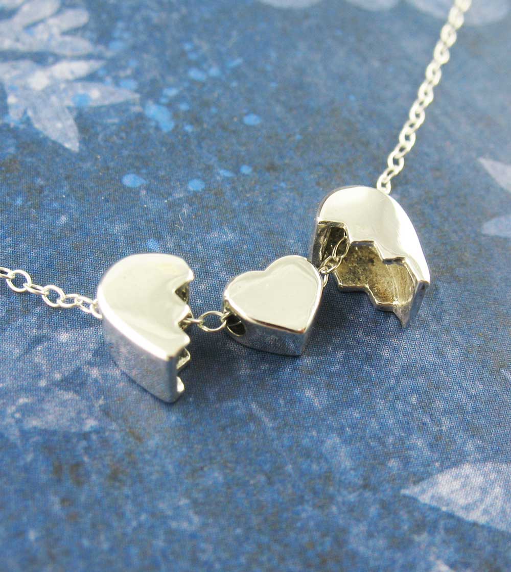 Heal a Broken Heart Pendant Necklace with Hidden Heart, Engravable