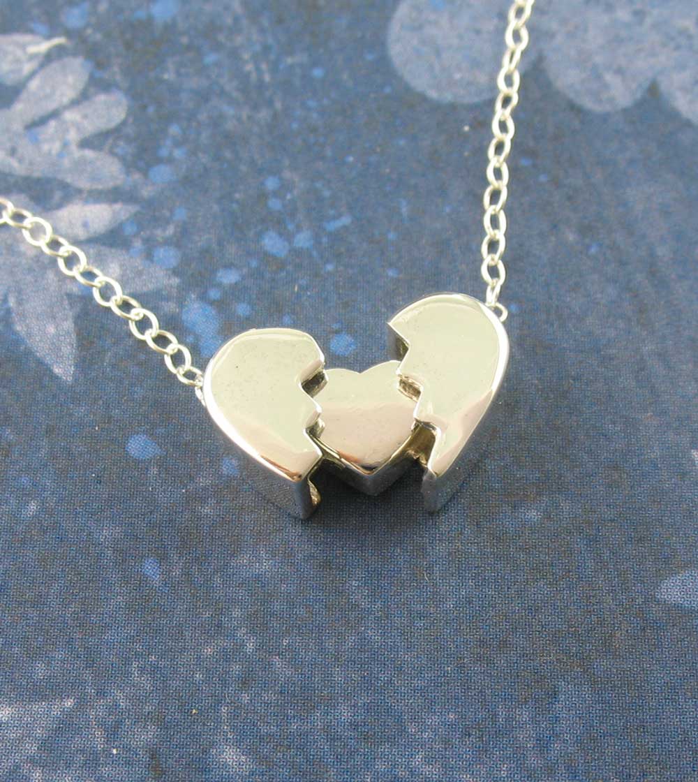 Heal a Broken Heart Pendant Necklace with Hidden Heart, Engravable
