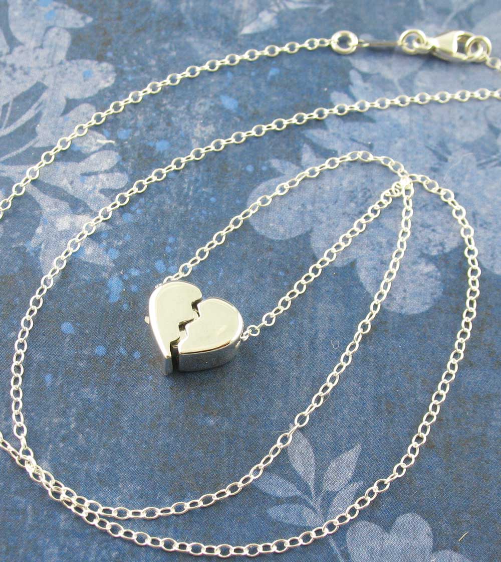 Heal a Broken Heart Pendant Necklace with Hidden Heart, Engravable
