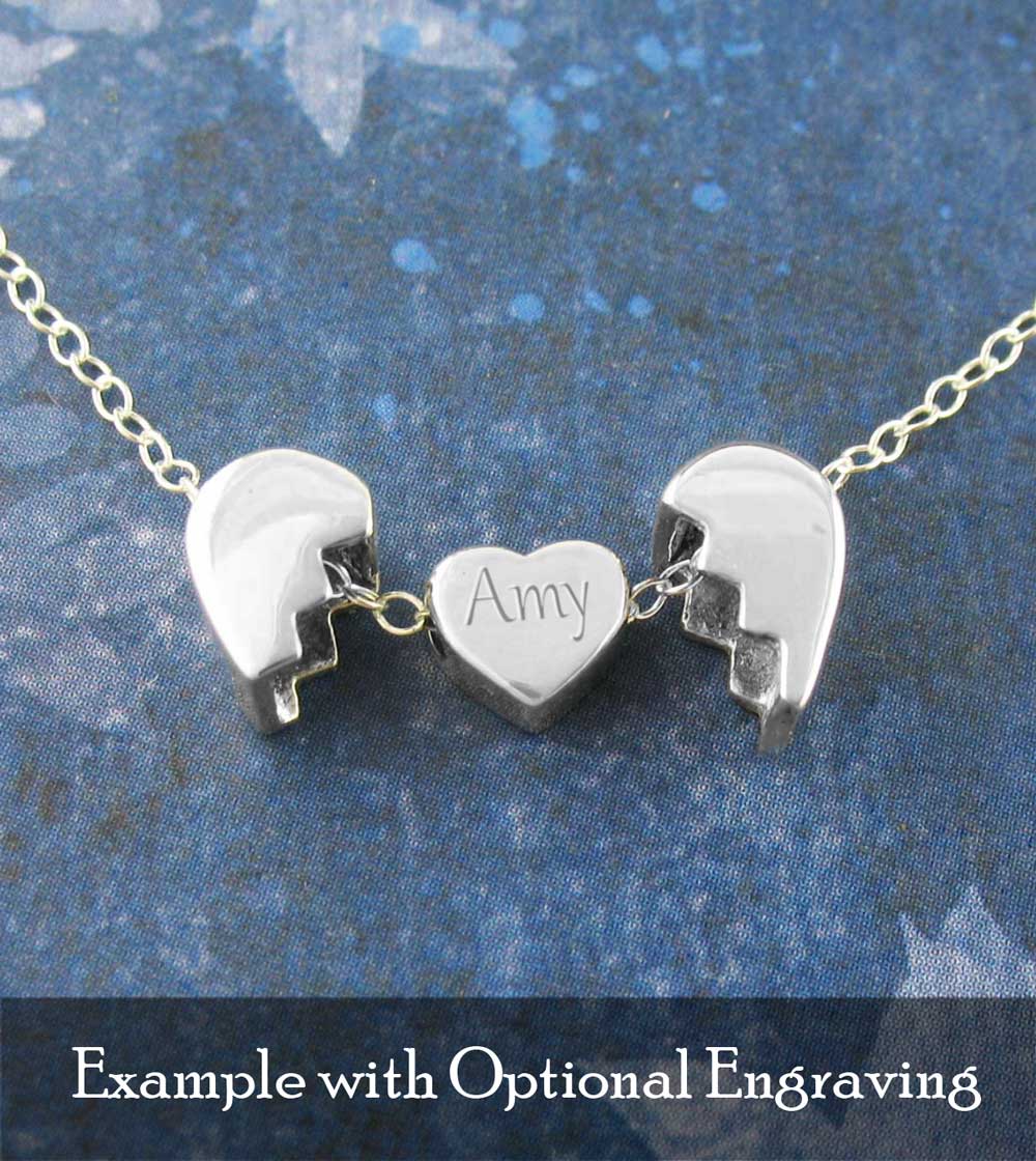 Heal a Broken Heart Pendant Necklace with Hidden Heart, Engravable