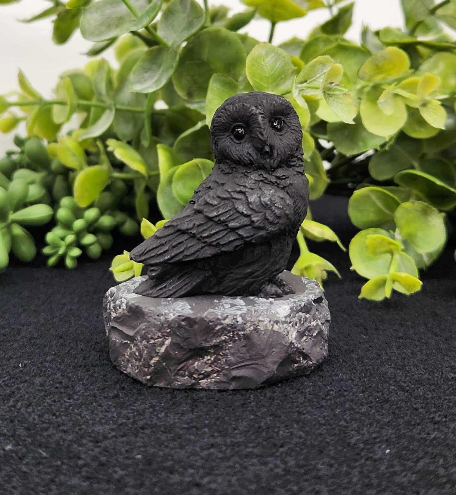 Shungite Figurine Owl Facing Sideways (2.25x1.75x2.25")