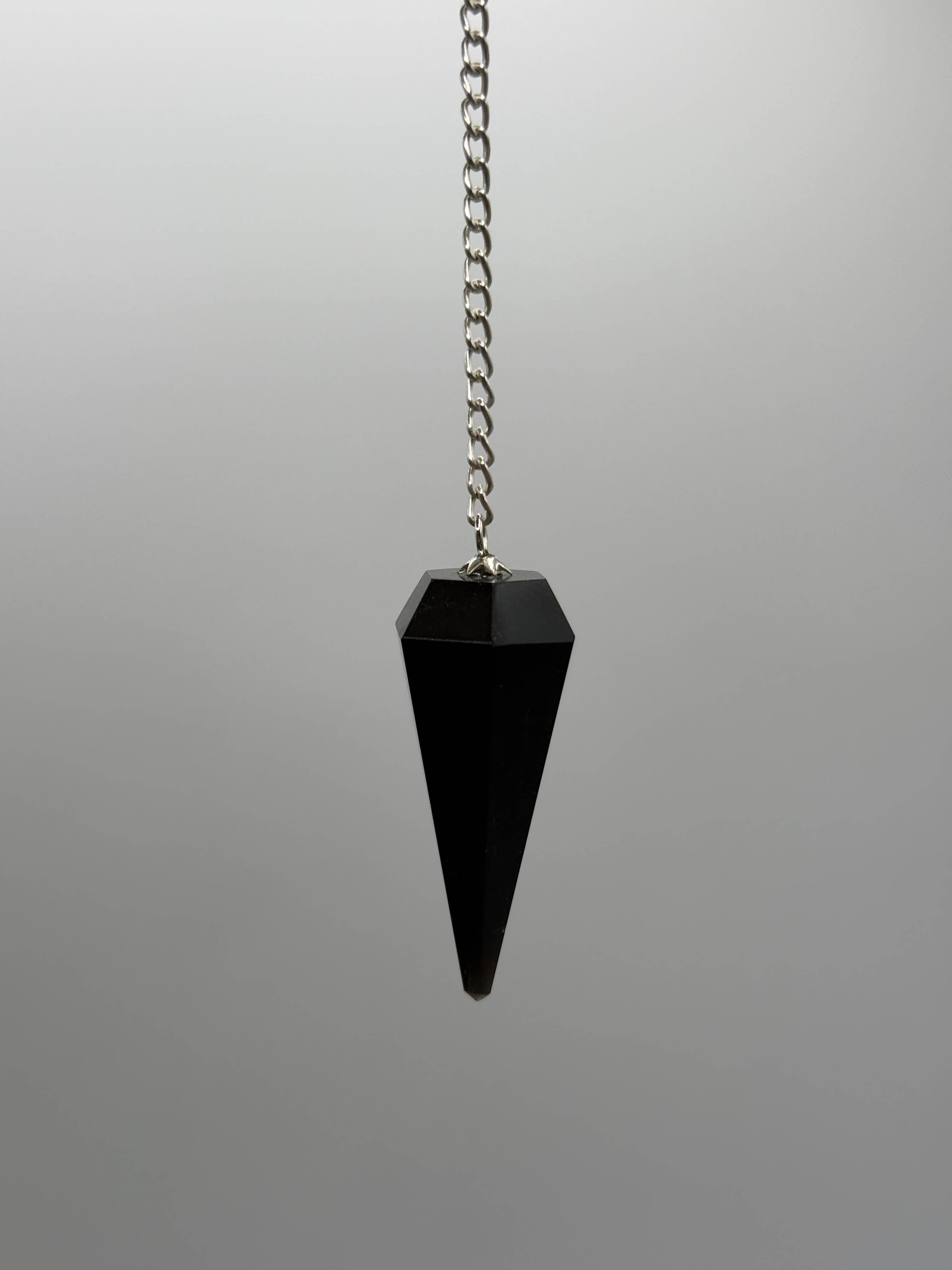 Black Obsidian Pendulum w/Silver Plated Chain