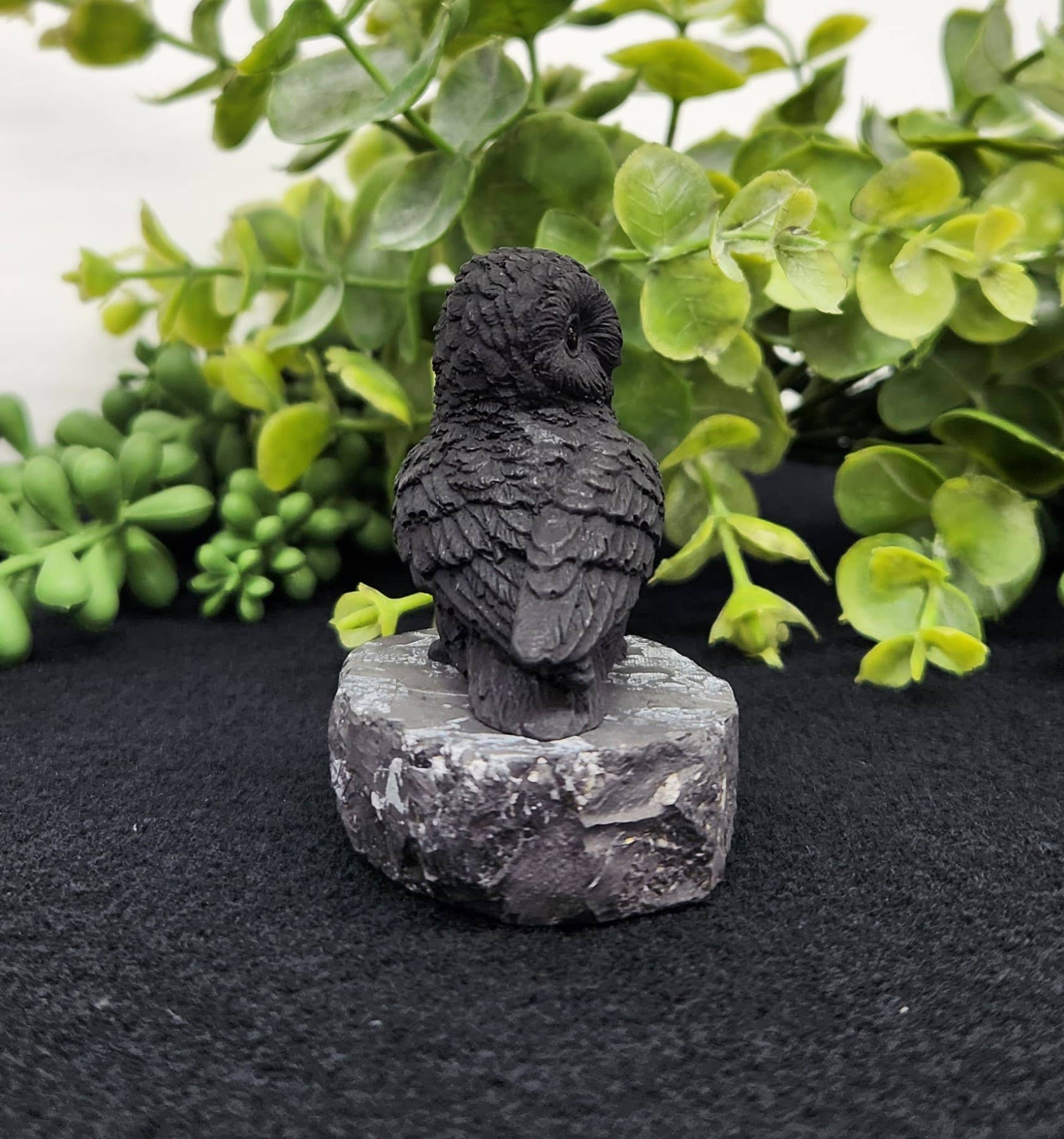 Shungite Figurine Owl Facing Sideways (2.25x1.75x2.25")